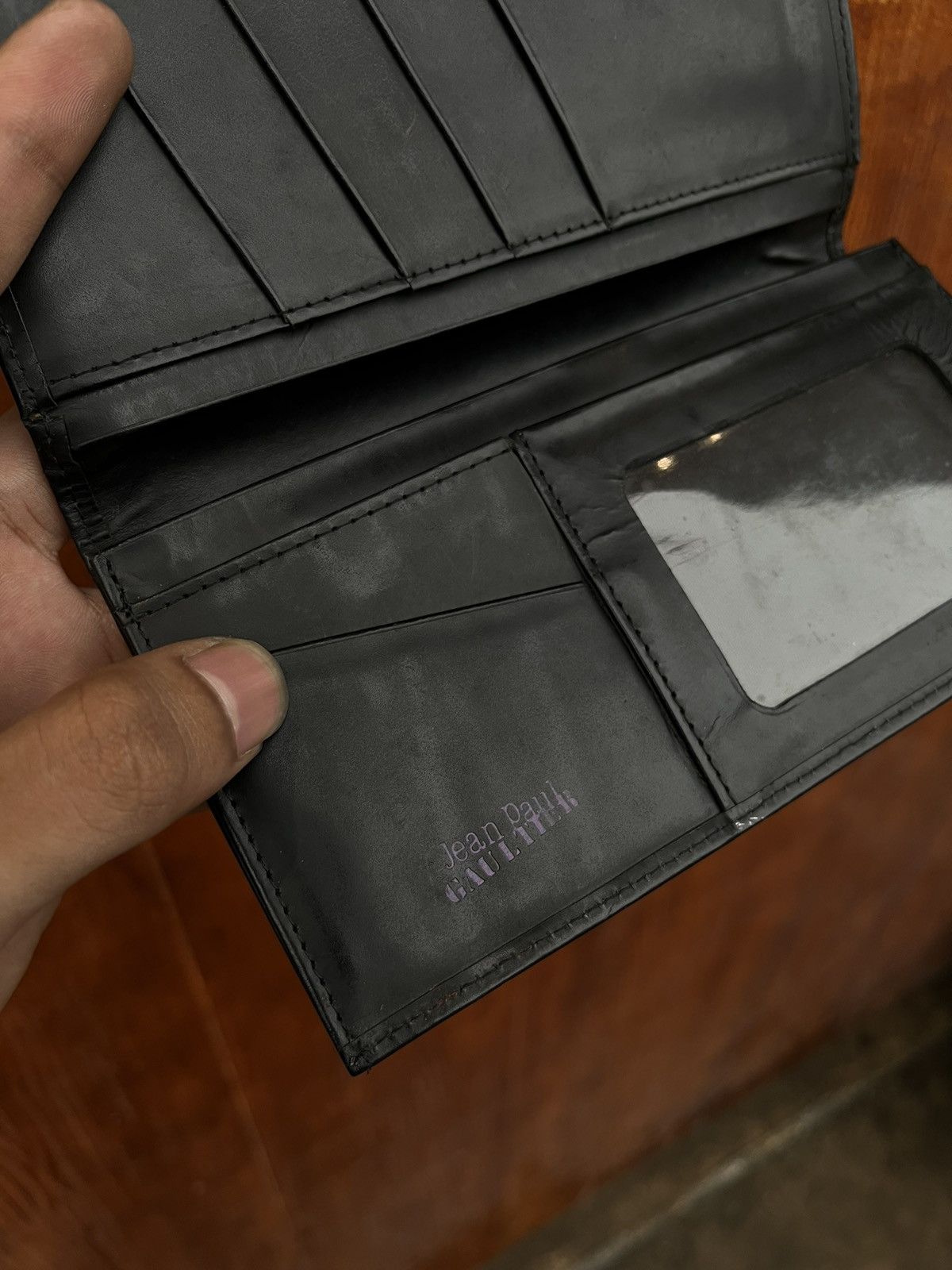 Jean Paul Gaultier Jean Paul Gaultier Metal Plate Long Wallet — Black Leather Size ONE SIZE - 4 Thumbnail