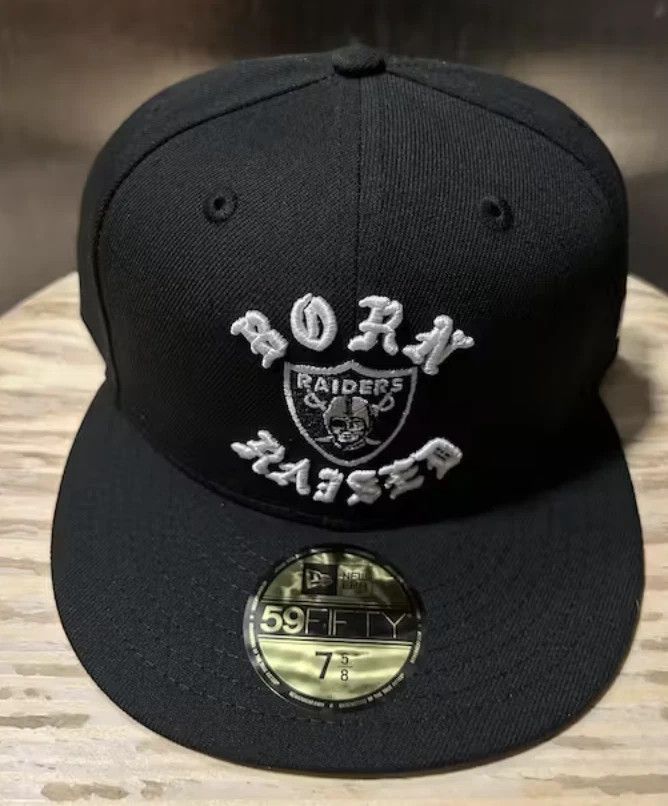 Born X Raised × NFL (7 5/8) BORN X RAISED + RAIDERS FITTED ROCKER HAT: BLACK Size ONE SIZE - 1 Thumbnail