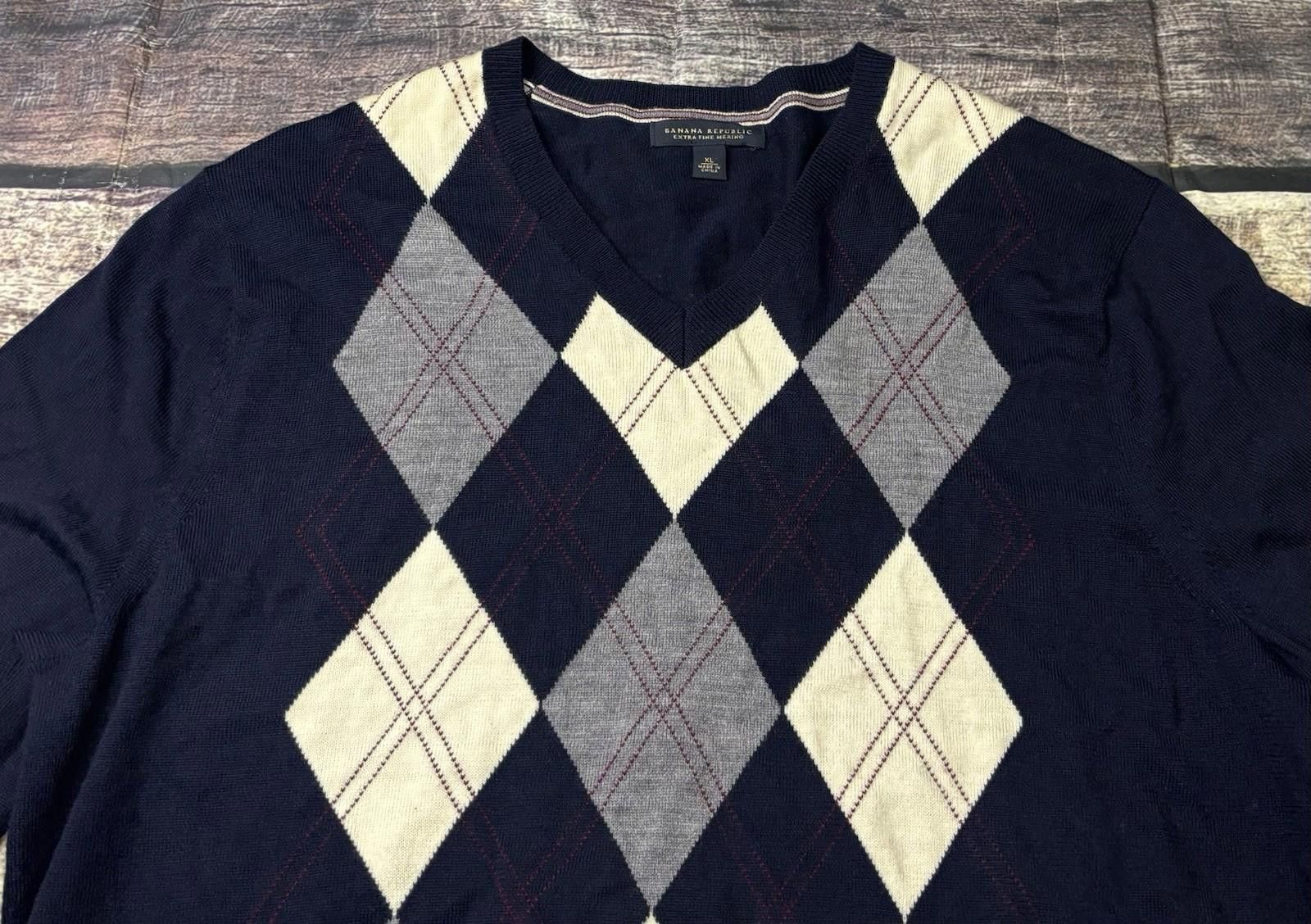 Banana Republic Banana Republic Sweater Mens L Merino Wool Argyle Diamond Size US L / EU 52-54 / 3 - 4 Thumbnail