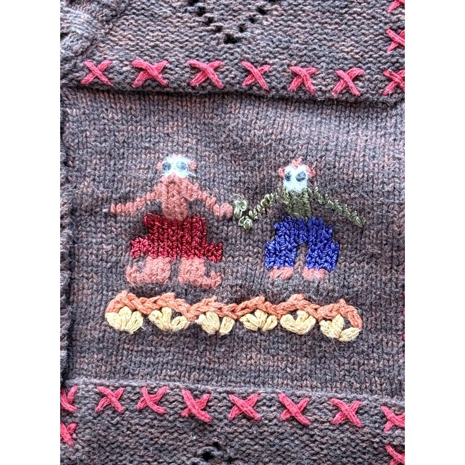 Vintage VINTAGE White Stag Sweater Vest Womens 22W/24W Brown Knit Embroidered Animals Geometric Button Front V-Neck Sleeveless Ramie Cotton Knit Womens Size 3XL / US 20-22 - 3 Thumbnail