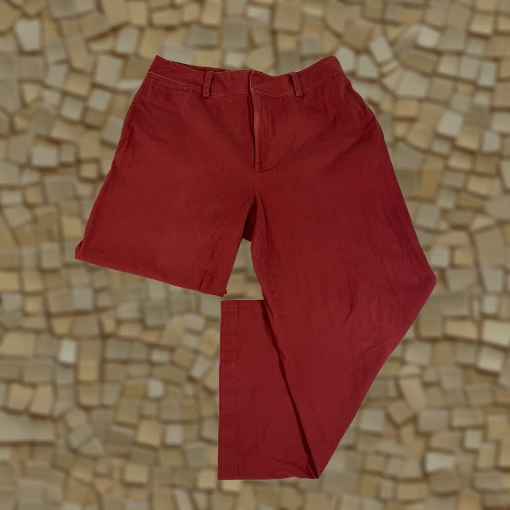 Vintage J. Peterman Women’s Wide-Leg Ankle Pants Brick Red 27” Inseam Cotton Blend Plus Size 18 Office Career Size 40" / US 18 - 1 Thumbnail