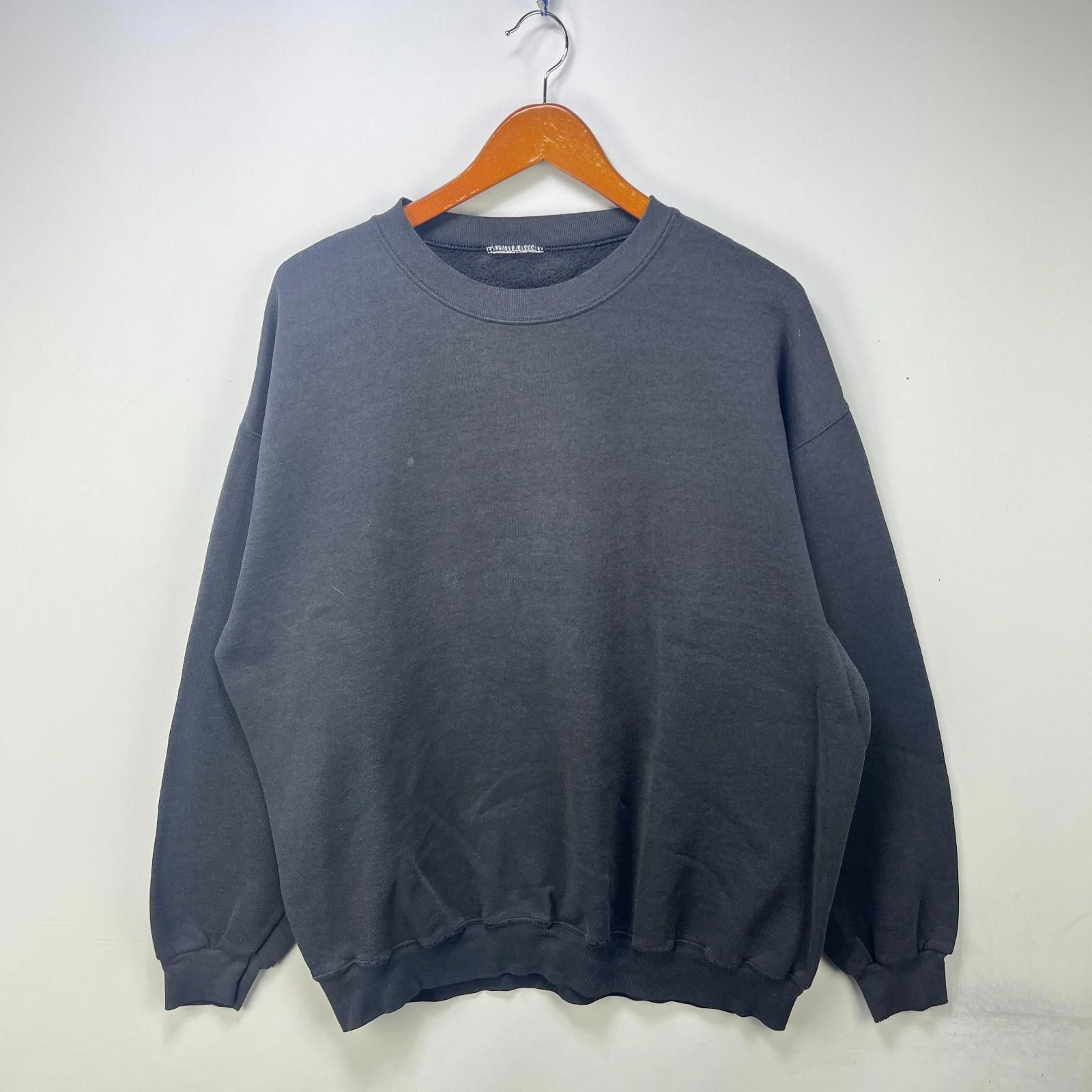 Vintage Vintage 90s Sun Faded Blank Black Sweatshirt XL 2XL Size US XL / EU 56 / 4 - 1 Thumbnail
