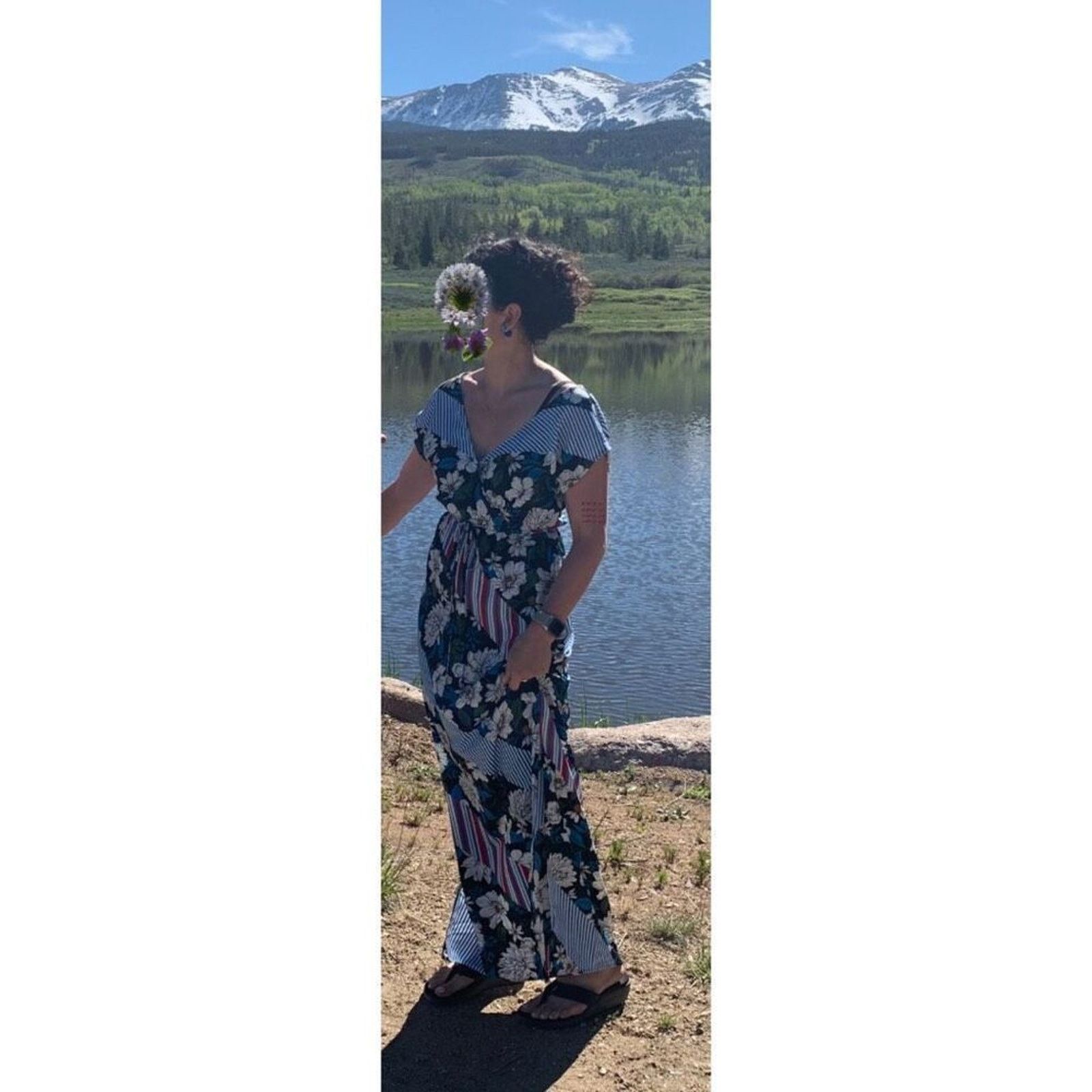 Nordstrom Nordstrom Mixed Print V-Neck Maxi Dress | Sz S Size S / US 4 / IT 40 - 2 Thumbnail