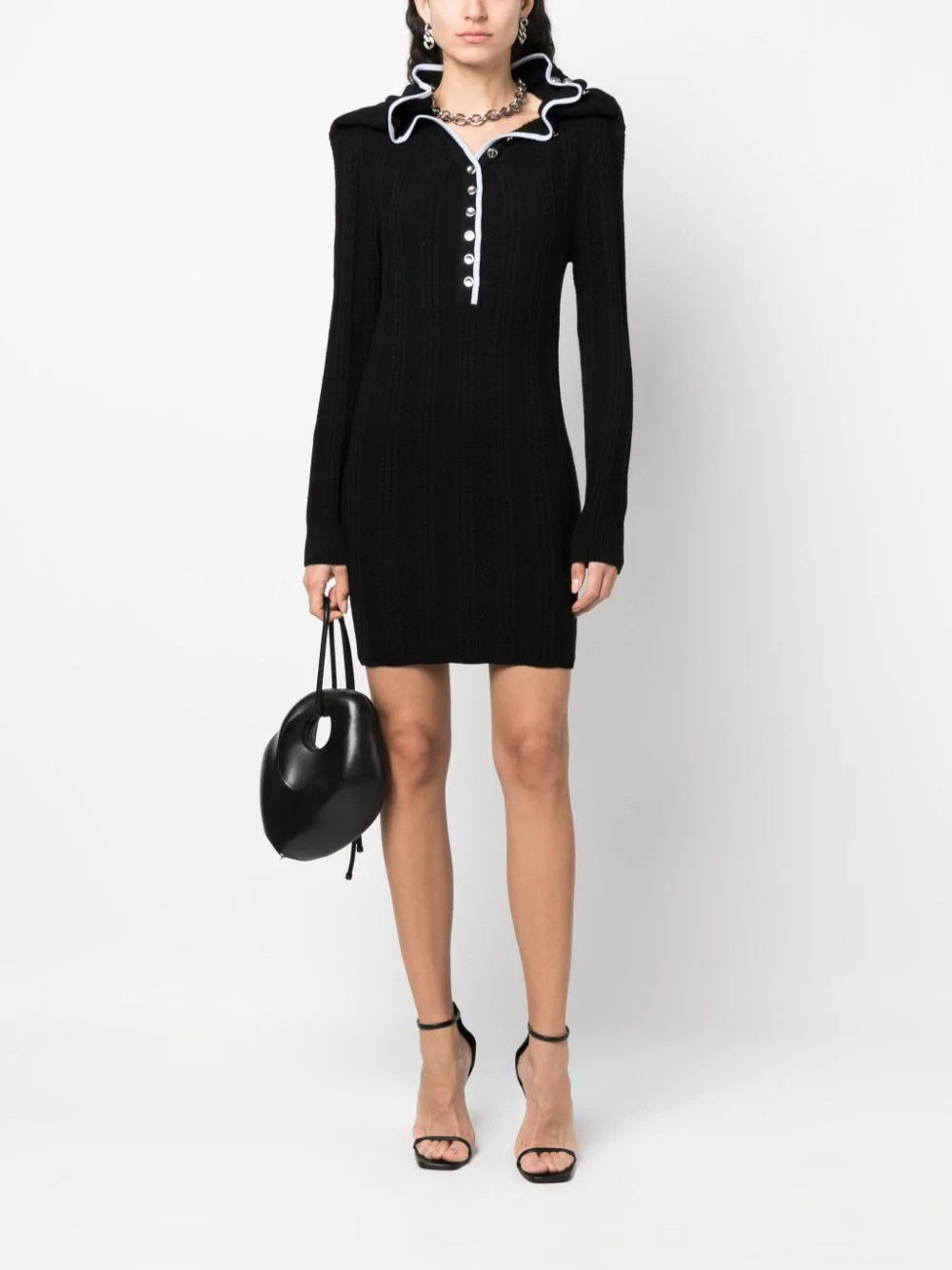 Y/Project o1s22i1n0924 Merino Necklace Wool Dress in Black Size S / US 4 / IT 40 - 2 Thumbnail