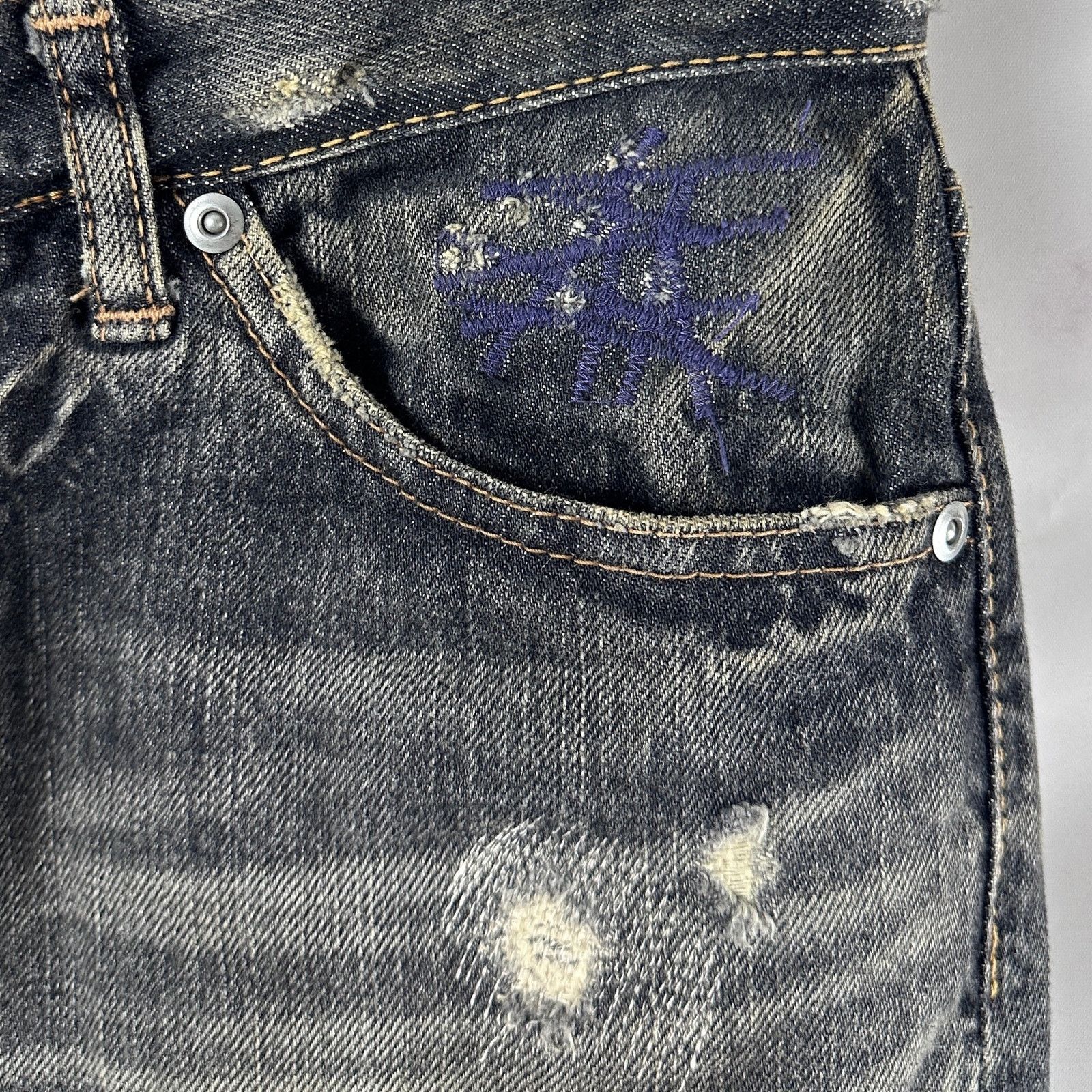 Hysteric Glamour Studded & Repaired Grey Denim Skirt Size 28" / US 6 / IT 42 - 4 Thumbnail