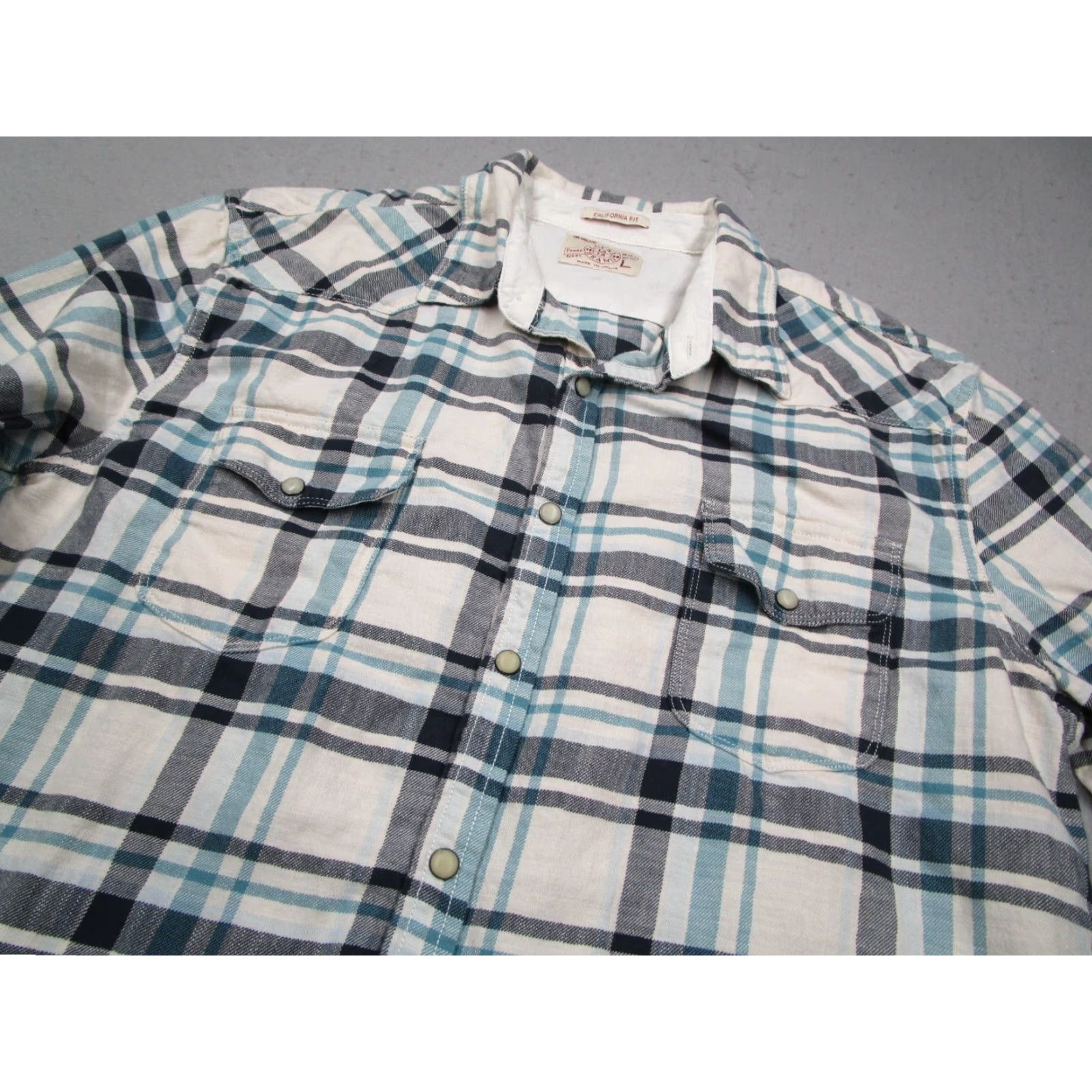 Lucky Brand VINTAGE Lucky Brand Men's Shirt Long Sleeve Button-Up Casual Western Flannel Check Blue Size Large Size US L / EU 52-54 / 3 - 2 Thumbnail