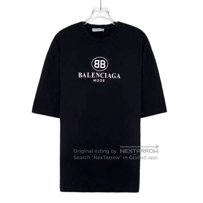 Balenciaga Balenciaga Black logo letter print cotton crew neck short- Size US S / EU 44-46 / 1 - 1 Thumbnail