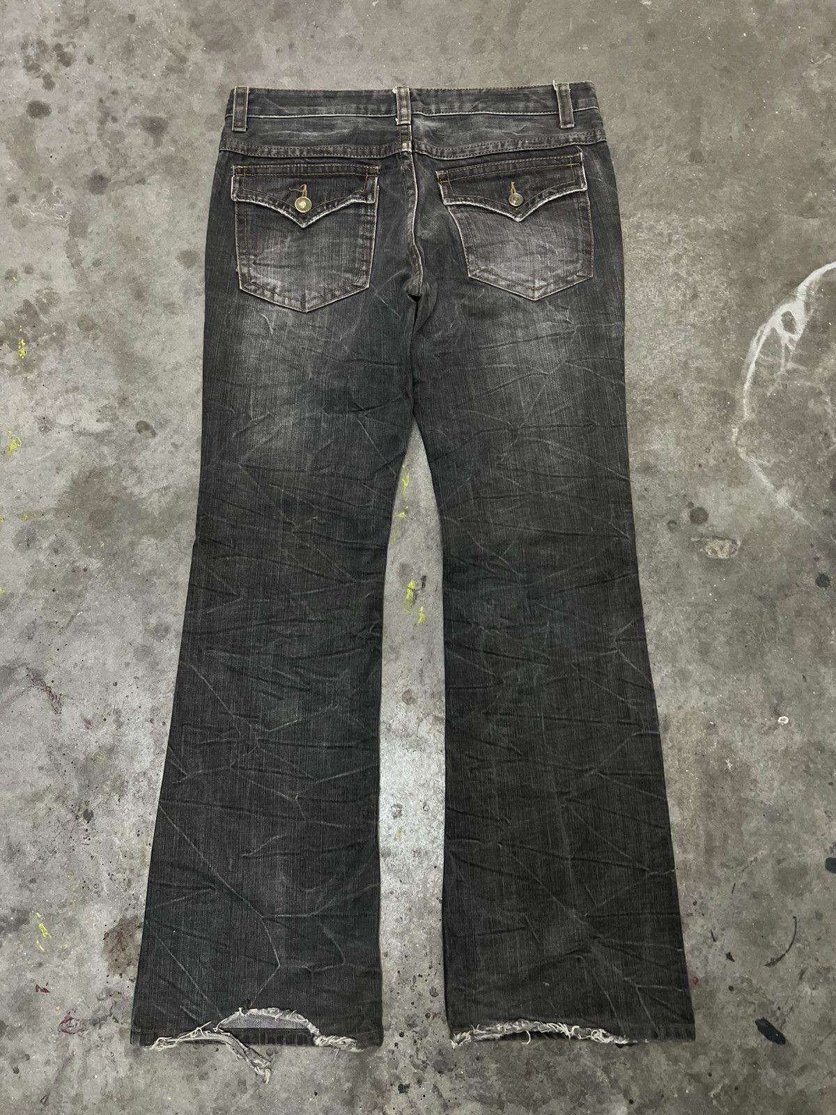 Japanese Brand × Vintage FLARED🔥UNKNOWN DISTRESSED DENIM PANT Size US 33 - 7 Thumbnail