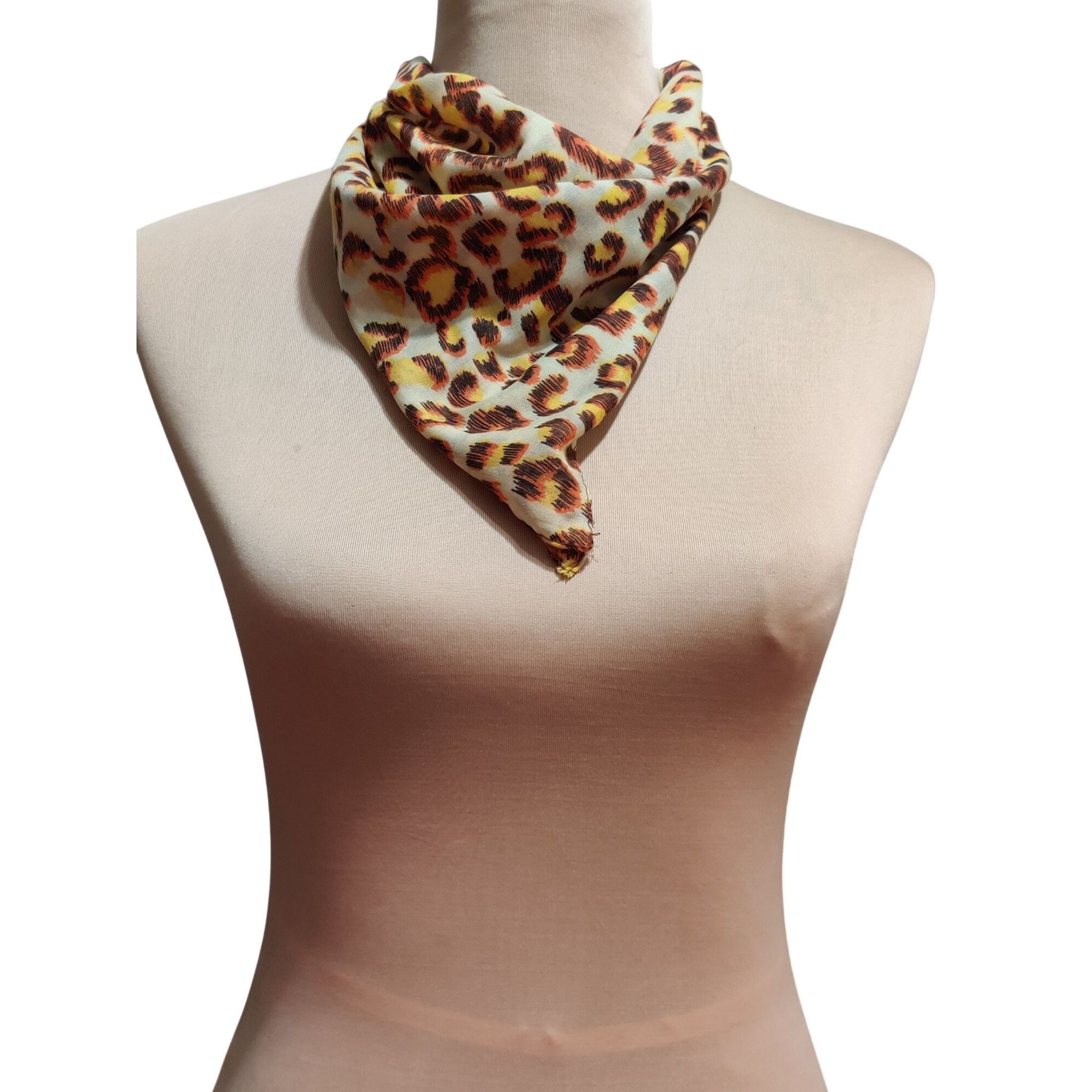 Other Womens Leopard Print Scarf Square Lightweight Cotton Neutral Size ONE SIZE - 6 Thumbnail