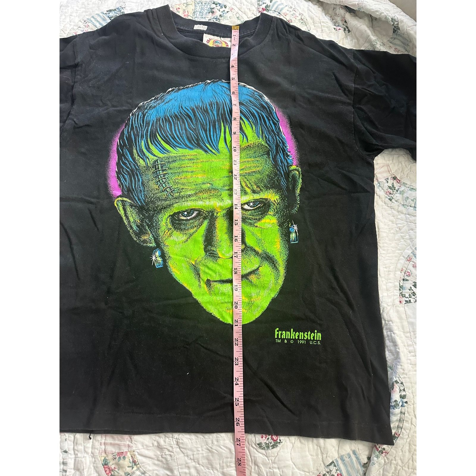 Vintage RARE 1991 FRANKENSTEIN TEE HORROR GOTH MONSTERS UNIVERSAL Size US XL / EU 56 / 4 - 6 Thumbnail