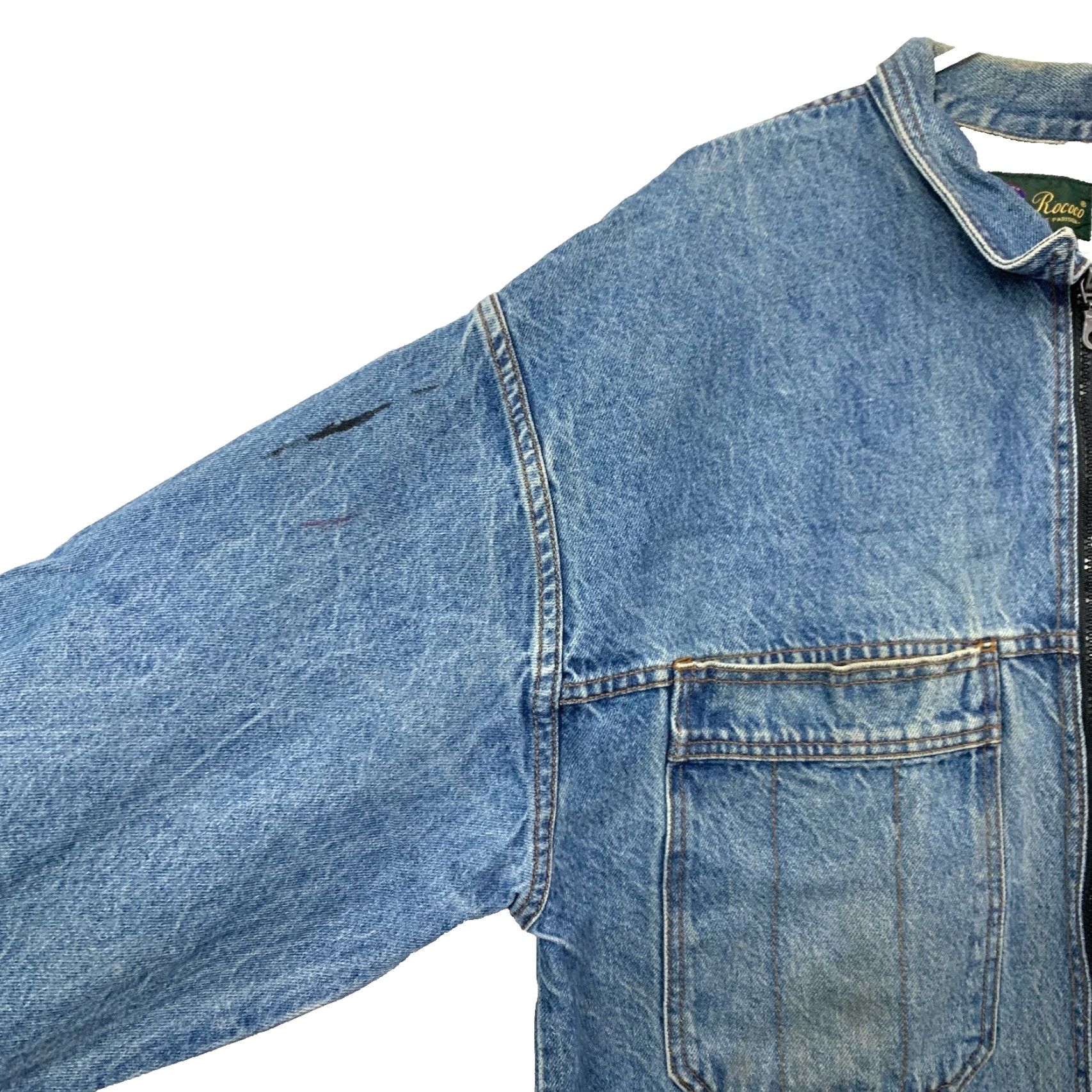 Vintage VINTAGE Rococo Le Parisien Posse Denim Jacket Embroidered Zip Blue XL Mens Jacket Size US 36 / EU 52 - 2 Thumbnail