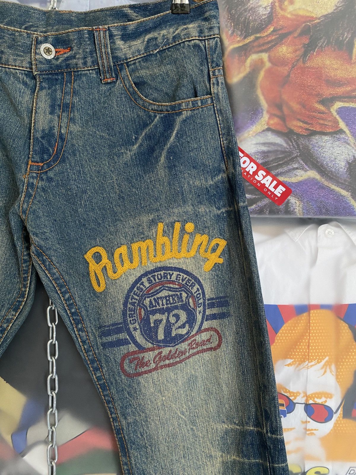 Hysteric Glamour Playchess Jeans Painted Jeans Rework Size US 33 - 2 Thumbnail