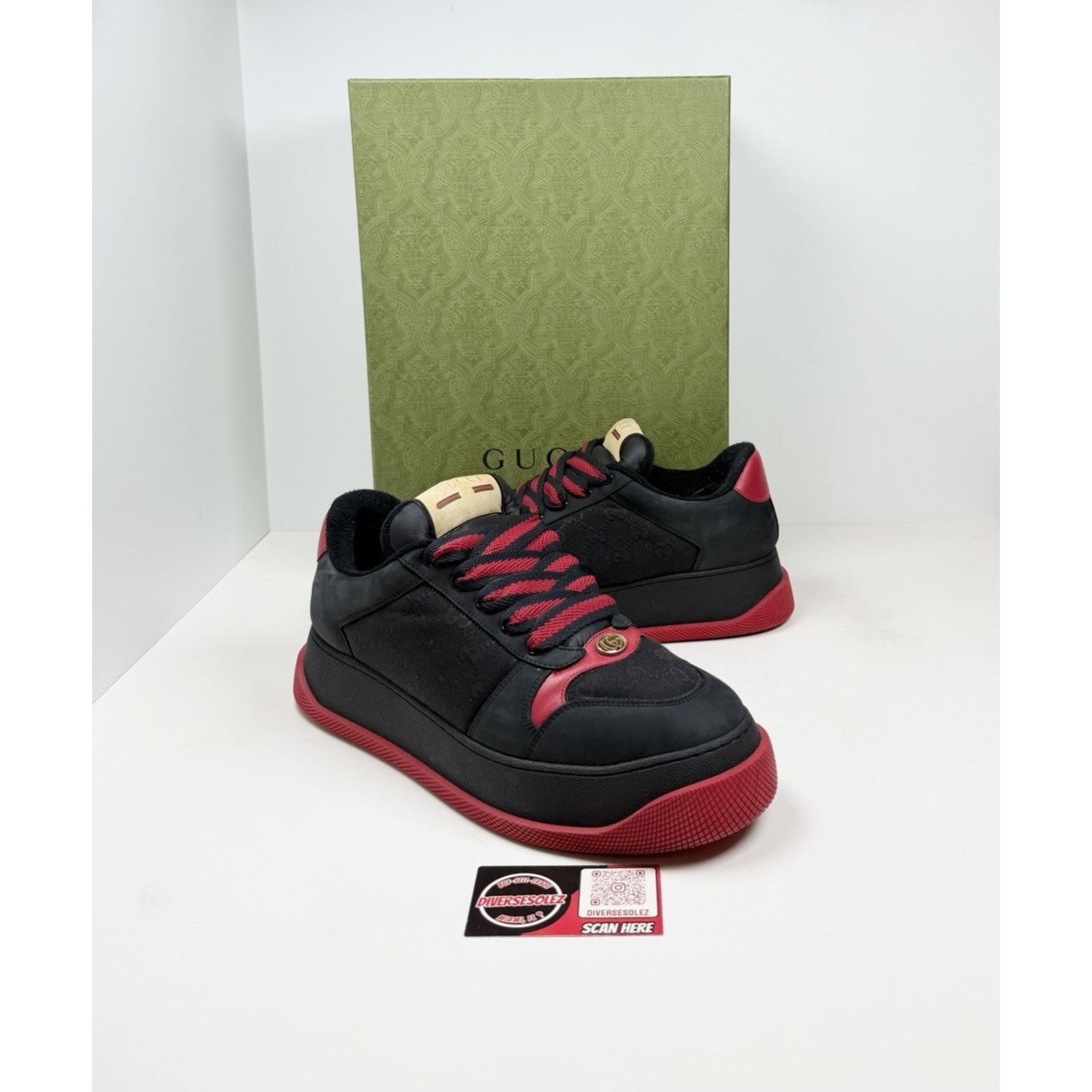 Gucci size 11.5US - Gucci Double Screener GG Black Red Size US 11.5 / EU 44-45 - 1 Thumbnail
