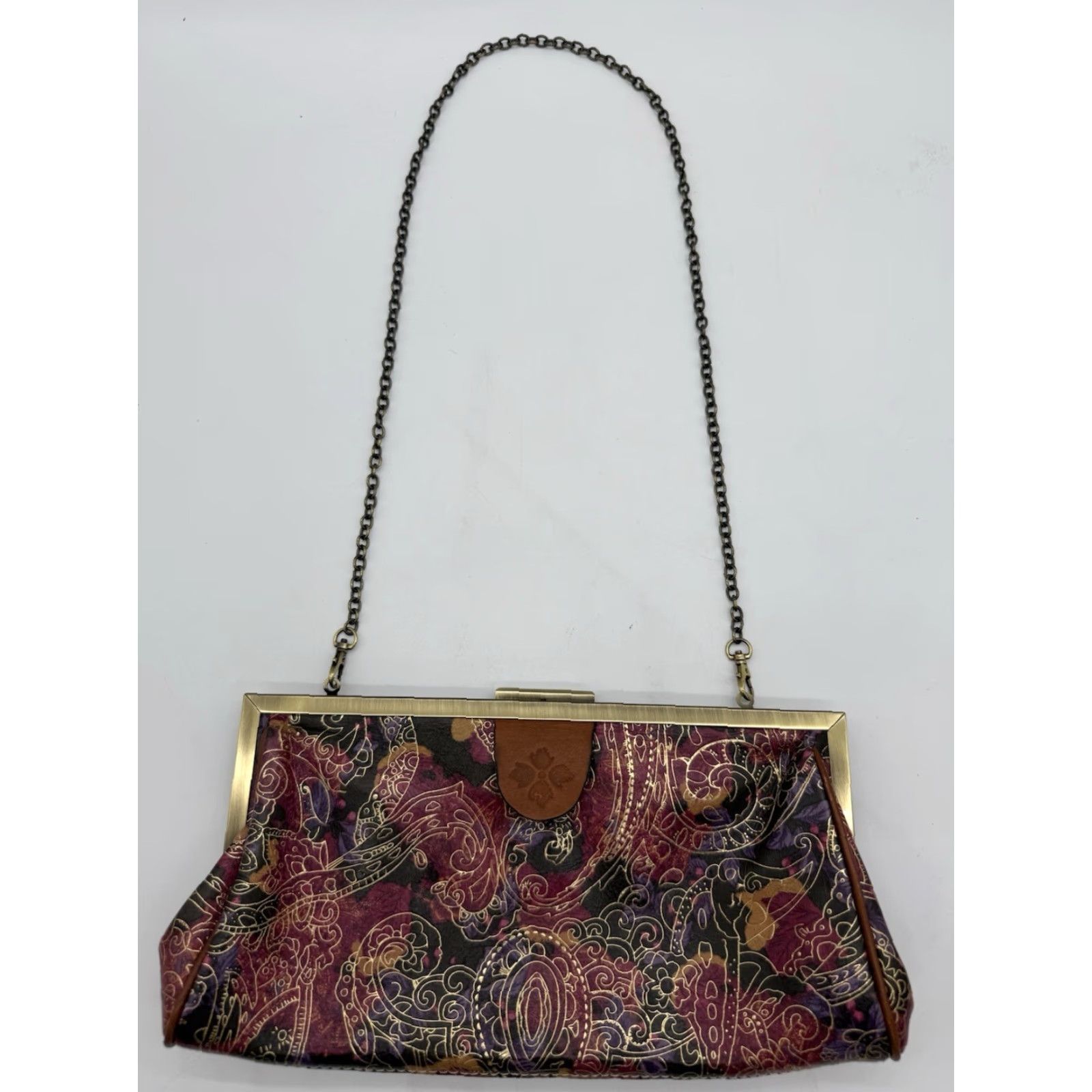 Patricia Nash VINTAGE Patricia Nash Clutch Bag Bag Clutch Women Medium Gold Leather Metallic Italian Framed Bag Georgia Athena Logo Bag Accessories Size ONE SIZE - 5 Thumbnail
