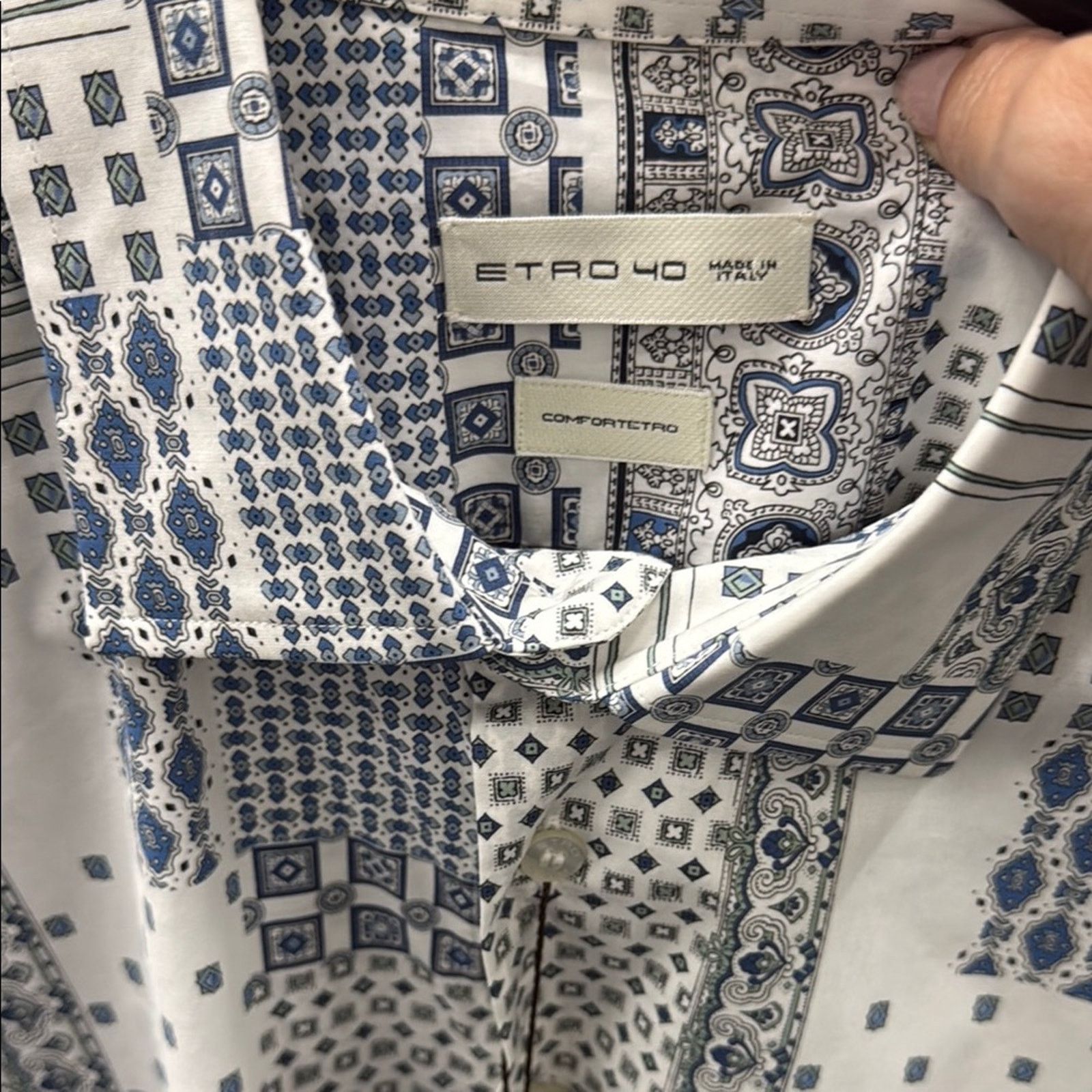Etro NWT Etro Patterned Blue and White Men's Shirt Size S Size US S / EU 44-46 / 1 - 2 Thumbnail