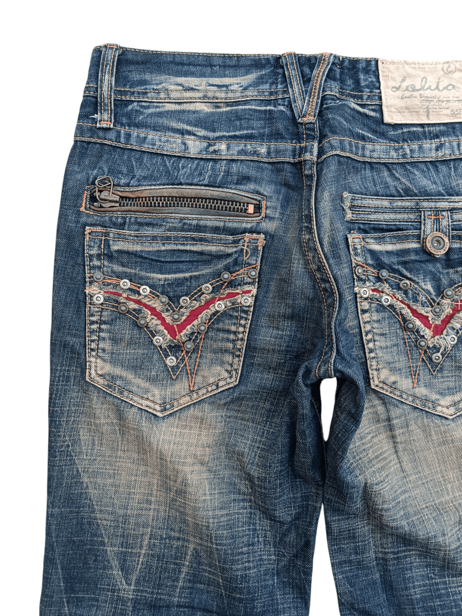 Japanese Brand Lolita Jeans Rusty Wash Whiskers Faded Denim E017 Size US 34 / EU 50 - 5 Thumbnail