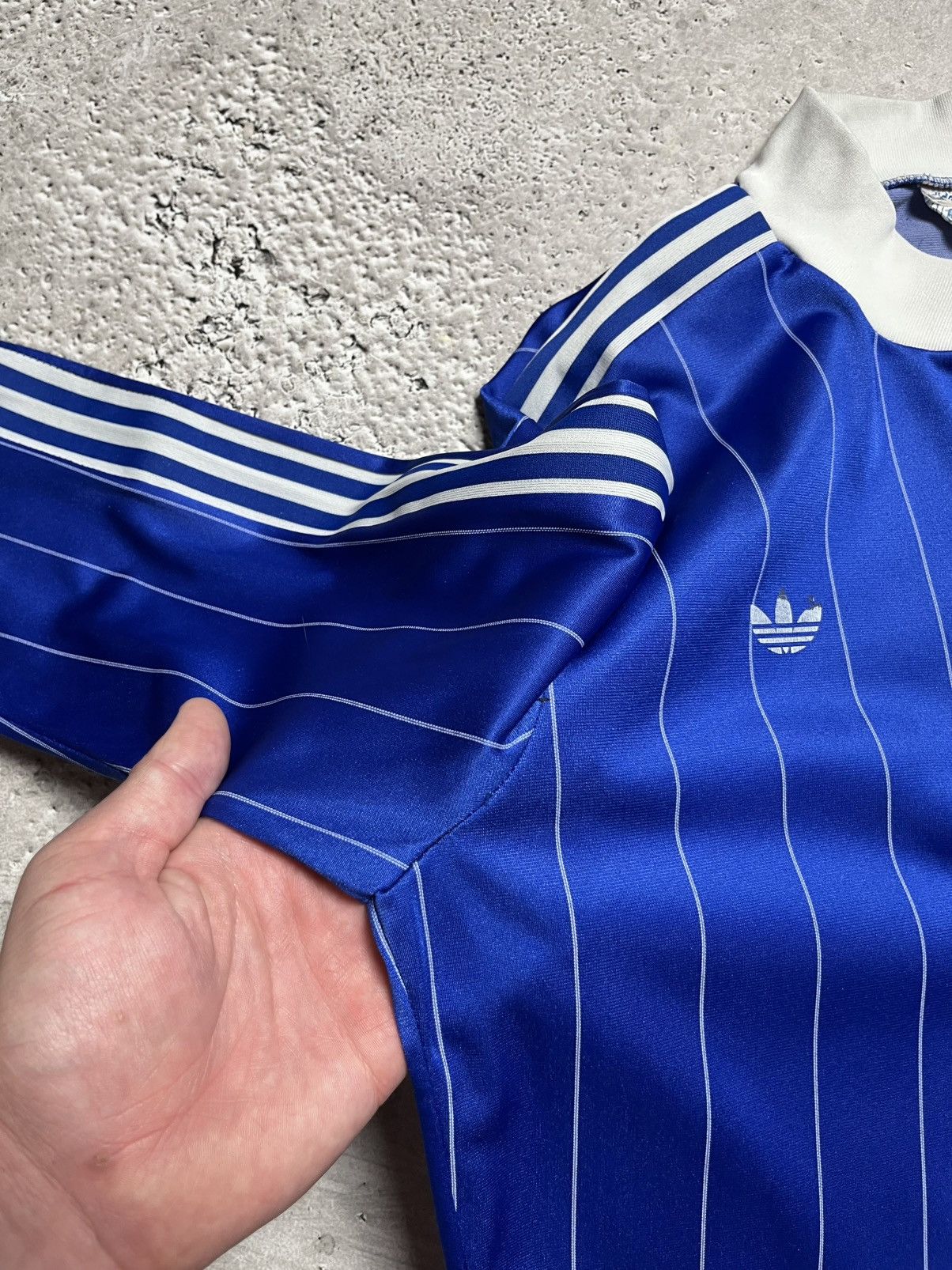 Adidas × Vintage Vntg Adidas Ventex Jersey Made in Tunisia Blue Striped Shirt Size US L / EU 52-54 / 3 - 6 Thumbnail