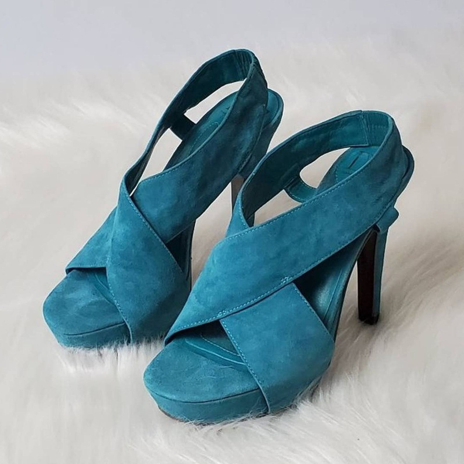 Diane von Furstenberg Diane Von Furstenberg Suede Criss Cross Platform Heels - 6 Size US 6 / IT 36 - 12 Thumbnail