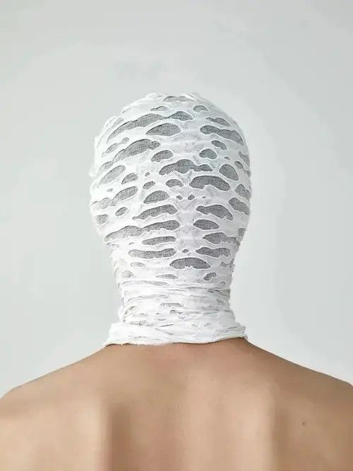 VIBE Fumina x Mami White Trendy Design Ripped Hat Mask Balaclava Size ONE SIZE - 4 Thumbnail