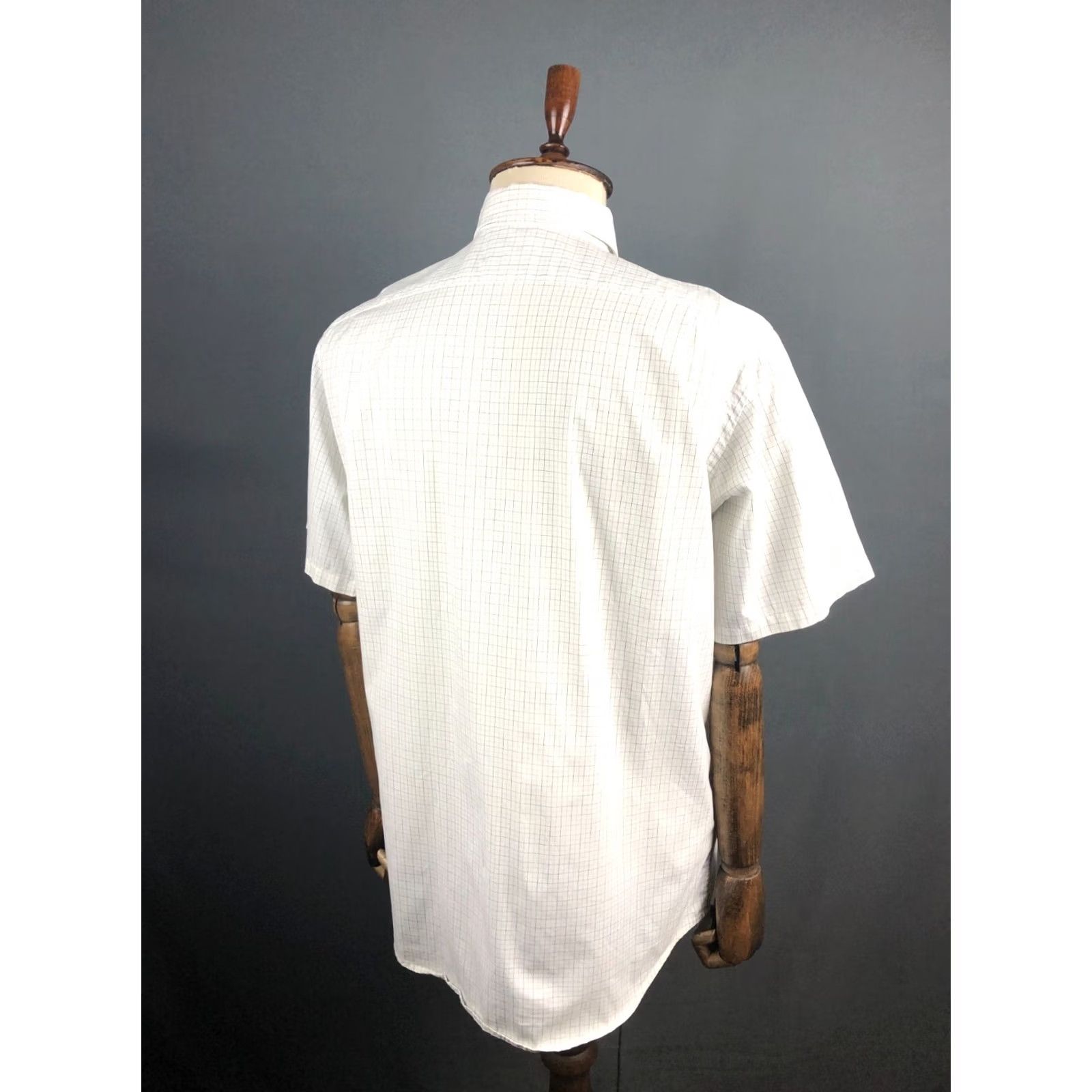 Lacoste Lacoste Shirt Men 42 White Check Cotton Button-Up Short Sleeve Embroidered Logo Pocket Regular Fit Size US XL / EU 56 / 4 - 3 Thumbnail