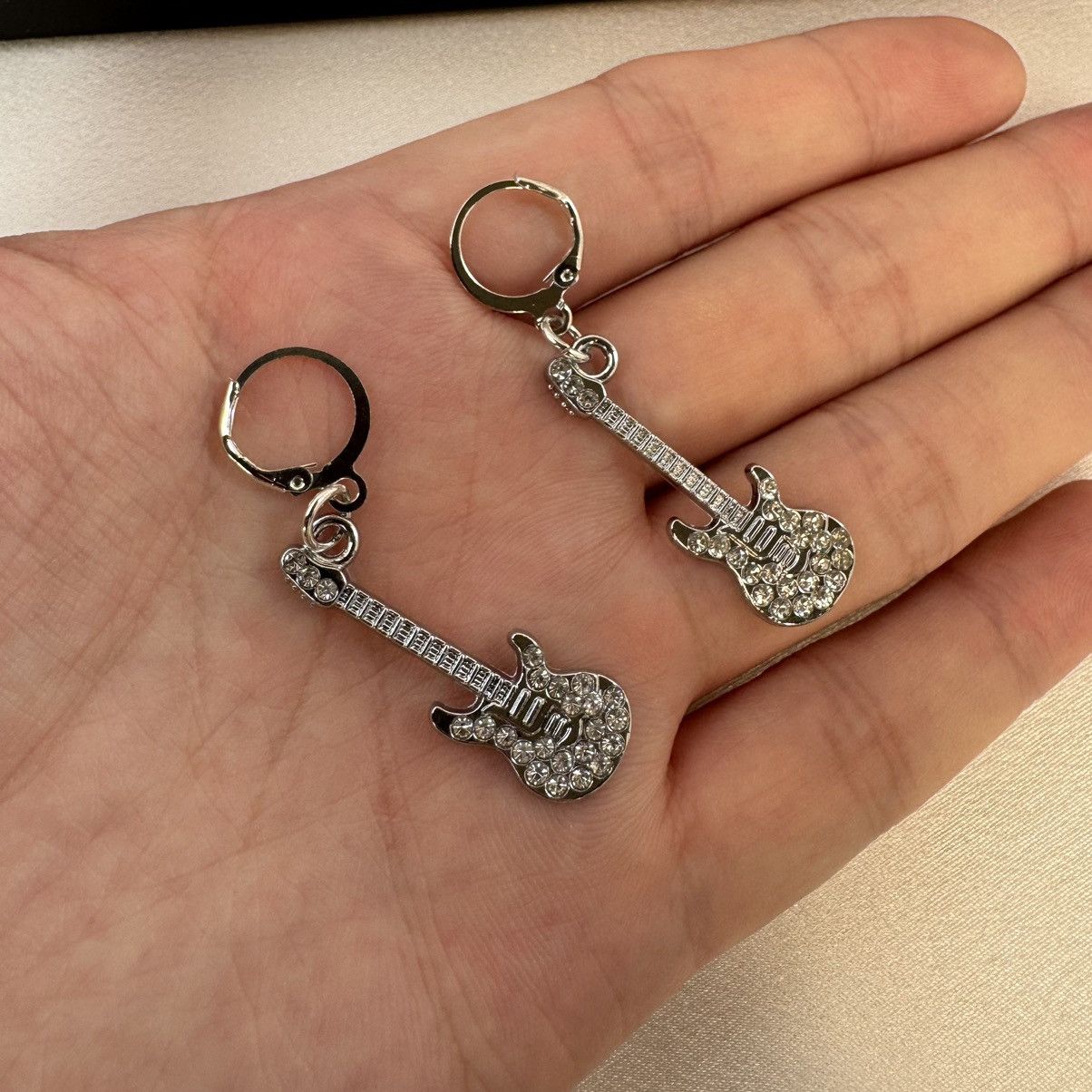Other CZ Guitar Dangle Drop Earrings for Women Men Size ONE SIZE - 4 Thumbnail