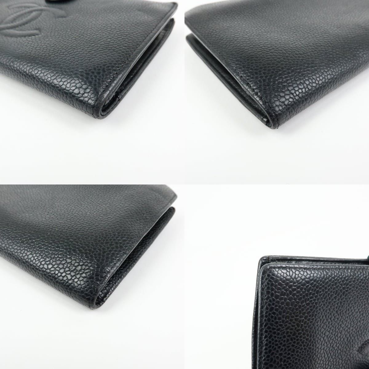 Chanel Chanel CC Logo Caviar Leather Bi-Fold Wallet Black Size ONE SIZE - 4 Thumbnail