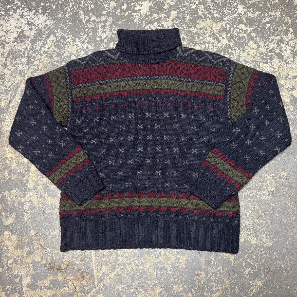Vintage Vintage Polo Ralph Lauren Navy Blue Handknit Wool Sweater Size US L / EU 52-54 / 3 - 1 Thumbnail