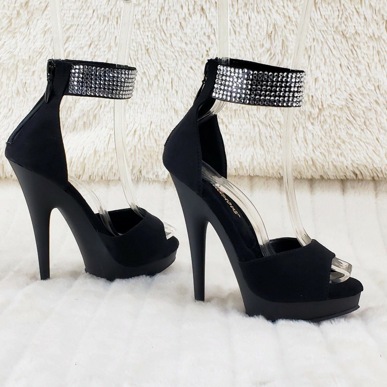 Other Sultry 625 Black Faux Suede 6" High Heels Platform Sandal Sh Size US 11 / IT 41 - 5 Thumbnail