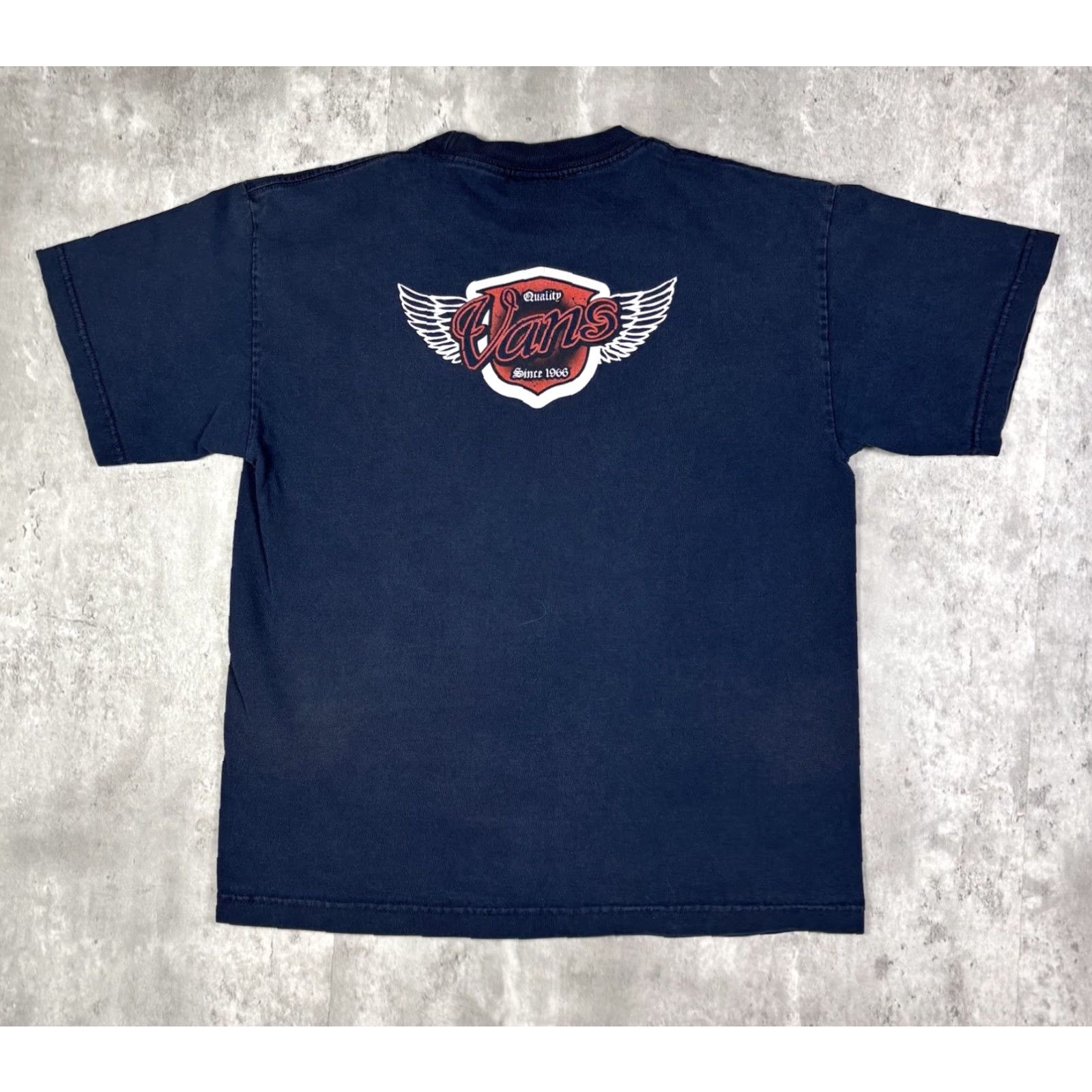 Vans VINTAGE Vans T Shirt Mens S Blue Graphic Print 90s Grunge Skateboarding Promo Short Sleeve Crew Neck Double-Sided Size US S / EU 44-46 / 1 - 2 Thumbnail