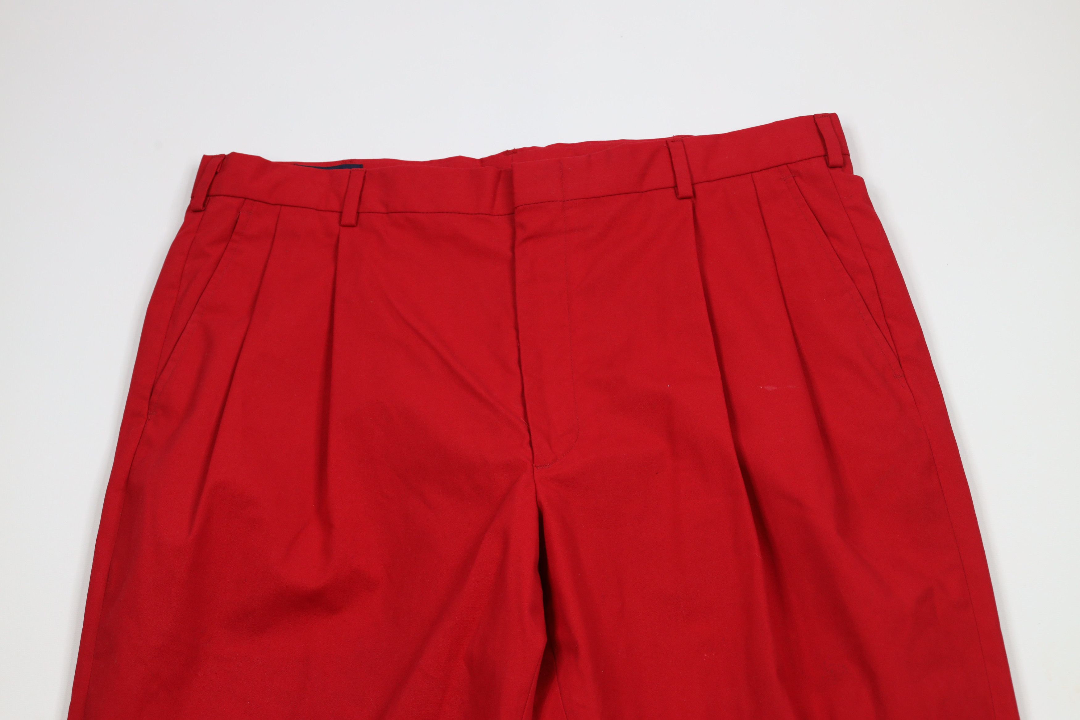 Lands' End × Vintage Vintage 90s Lands End Cuffed Wide Leg Chino Pants Red USA Size US 38 / EU 54 - 2 Thumbnail