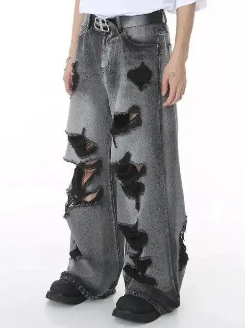 Japanese Brand Worn Out Wide Leg Denim Size US 29 - 3 Thumbnail
