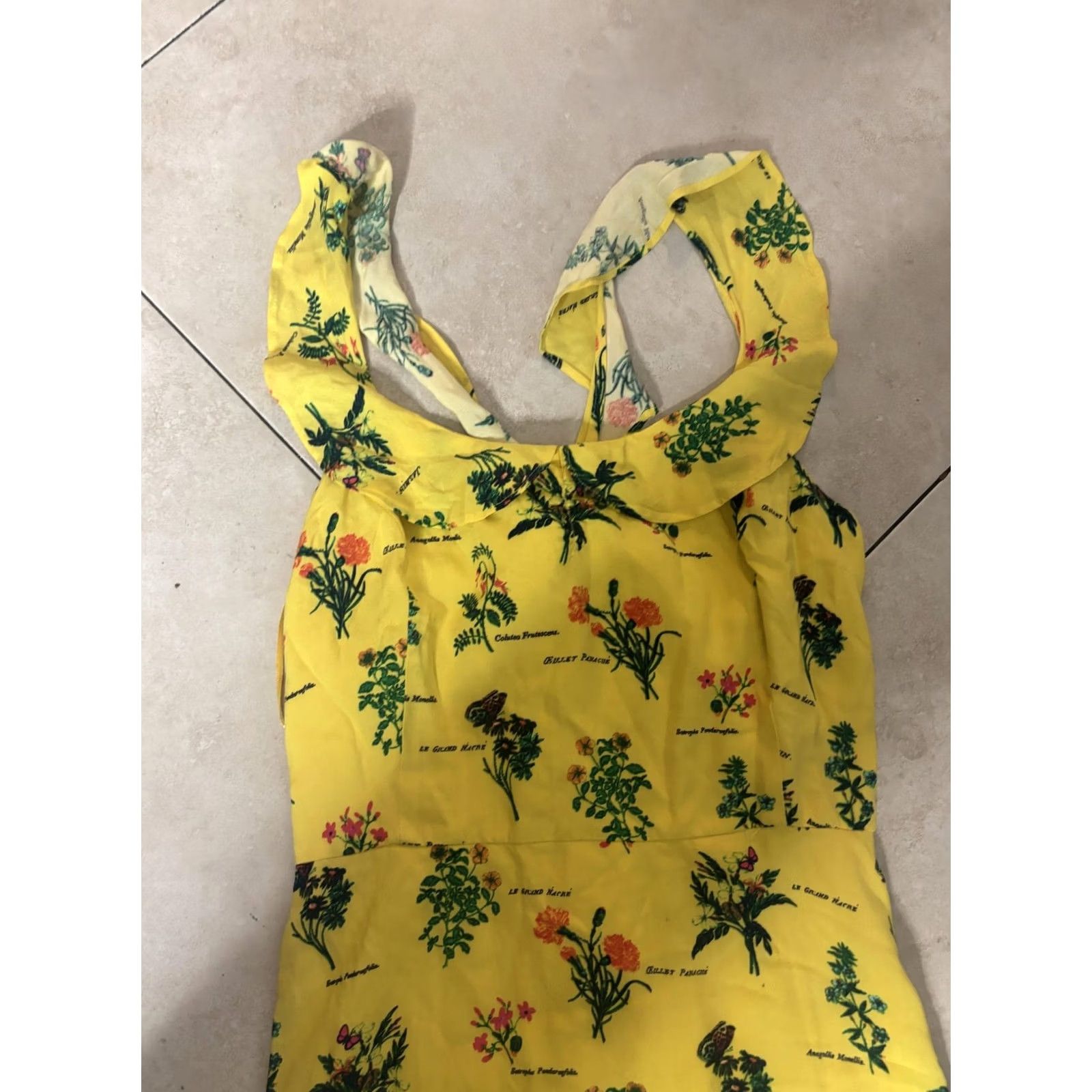 Vintage VINTAGE? (No) - ModCloth Dress Womens Medium Yellow Floral Botanical Maxi Sundress Summer Beach Size M / US 6-8 / IT 42-44 - 2 Thumbnail
