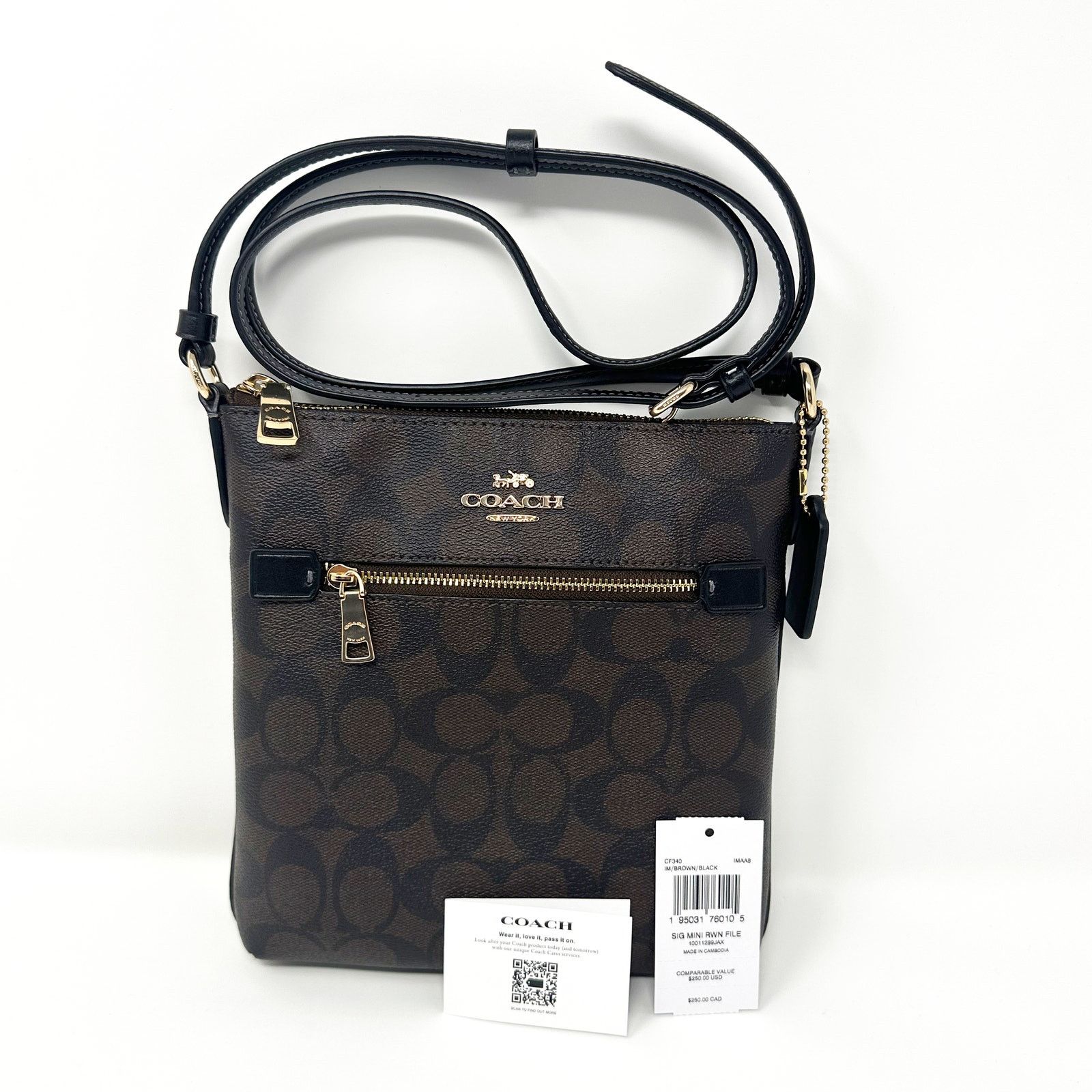 Coach Coach Mini Rowan File Bag In Signature Canvas Brown CF340 Size ONE SIZE - 6 Thumbnail