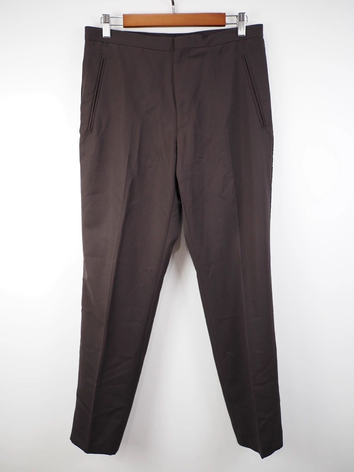 Versace 1990s #Gianny Versace Brown Wool Side Stripe Trousers Size US 35 - 1 Thumbnail