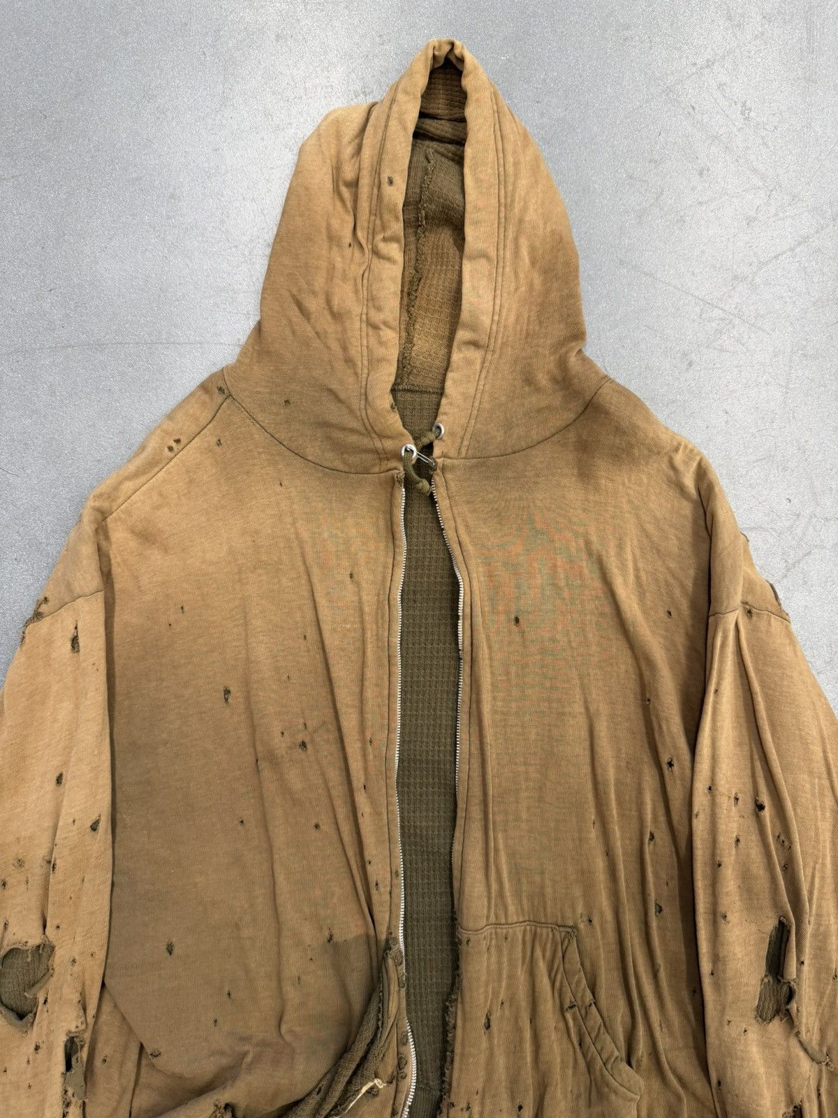 Other 1950's Vintage Thrashed Selvedged Waffle Line Zip Up Hoodie Size US L / EU 52-54 / 3 - 3 Thumbnail
