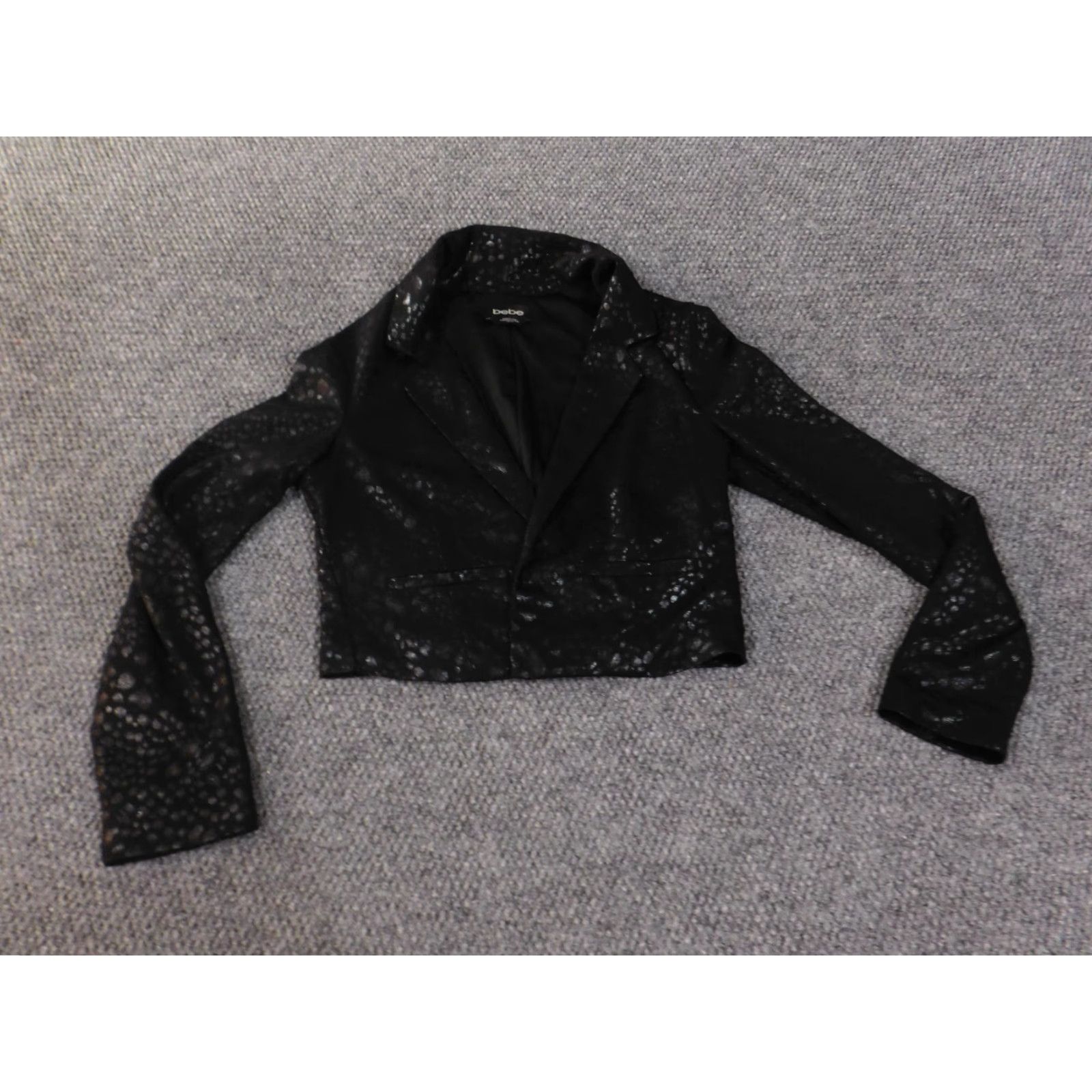 Bebe bebe Blazer Shirt Womens XS Black Lined Polyester Casual Geometric Winter Basic Jacket Blazer XS Women Size XS / US 0-2 / IT 36-38 - 2 Thumbnail