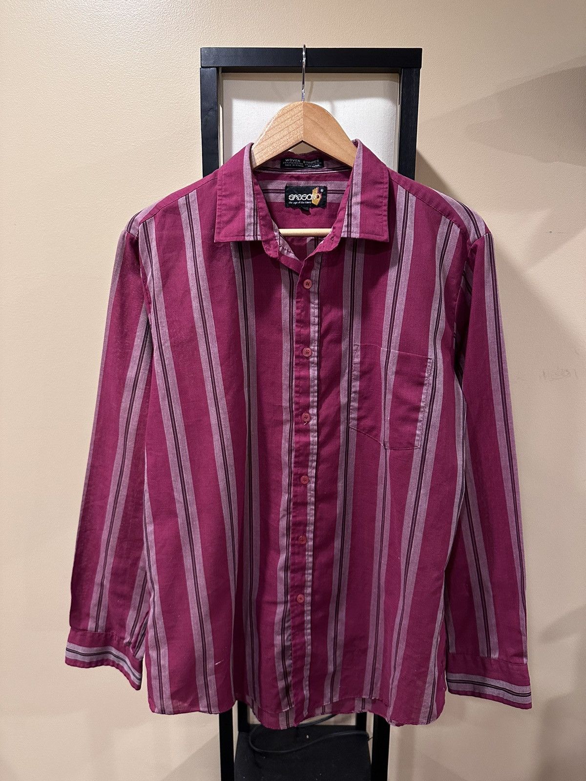 Vintage Vintage Sasson Woven Stripes Red / White Button Up Shirt Size US L / EU 52-54 / 3 - 1 Thumbnail