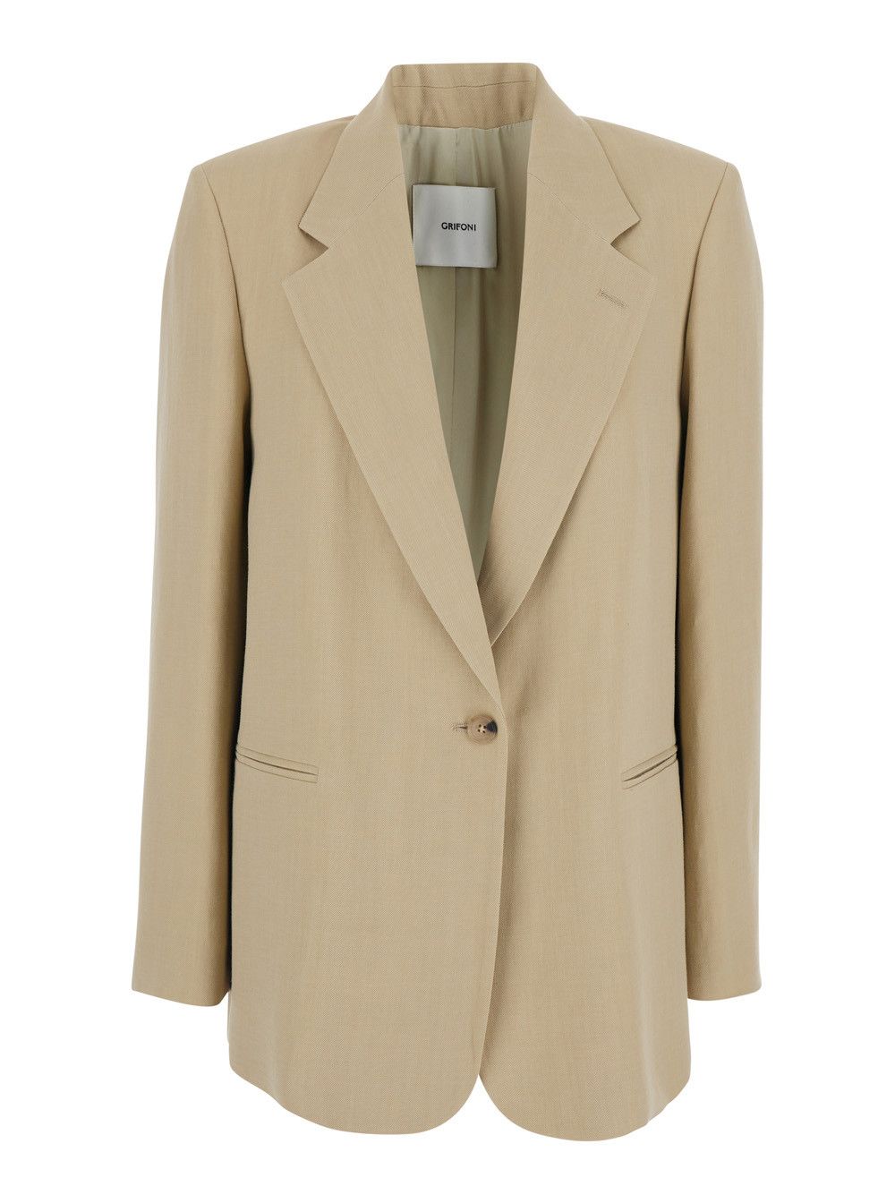 Grifoni Beige Jackets with Shirt Collar and Front Button Closure in Tech Fabric for Women Size M / US 6-8 / IT 42-44 - 1 Thumbnail
