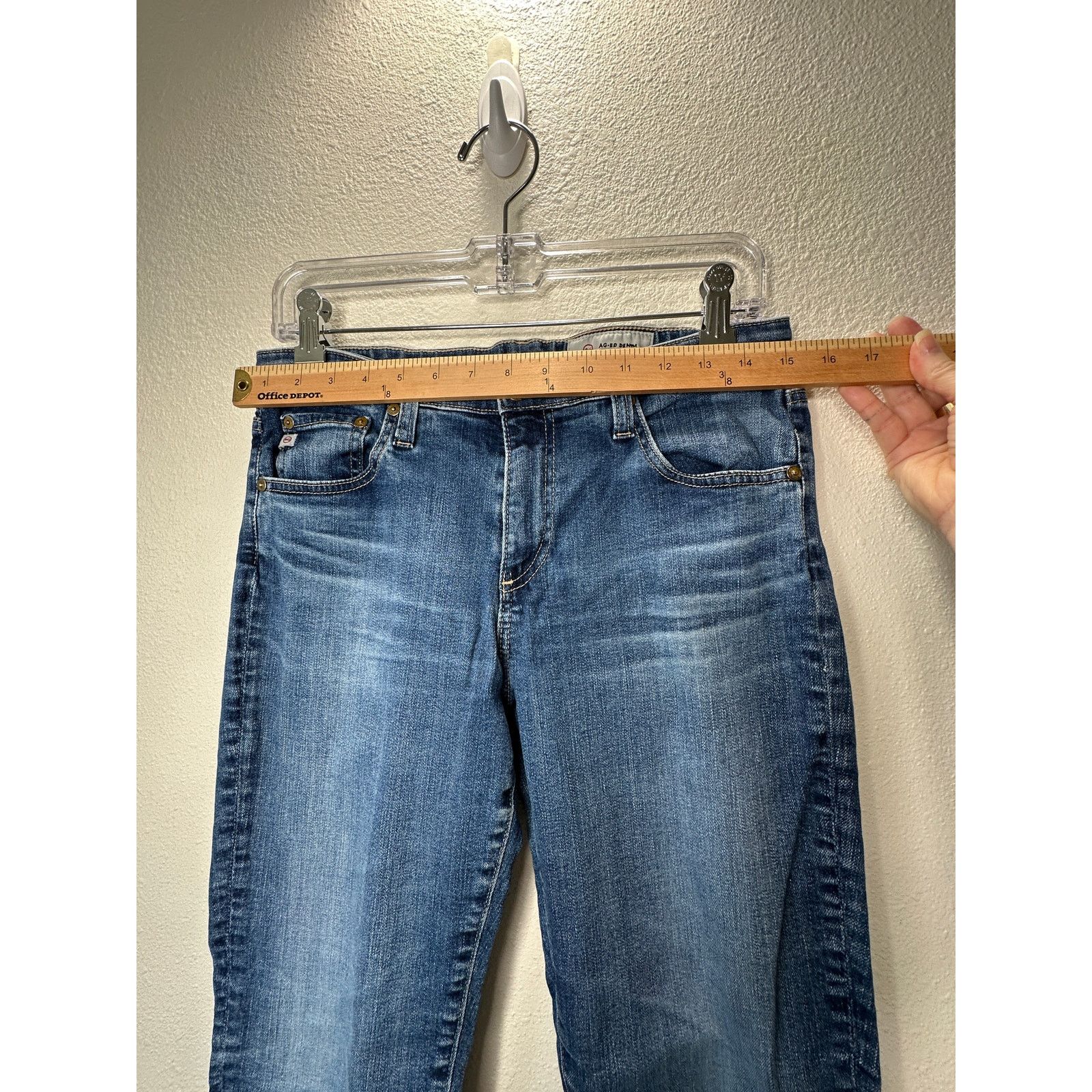 AG Adriano Goldschmied AG Dark Wash Whiskered Prima Cigarette Leg Jeans 30 Size 30" / US 8 / IT 44 - 12 Thumbnail
