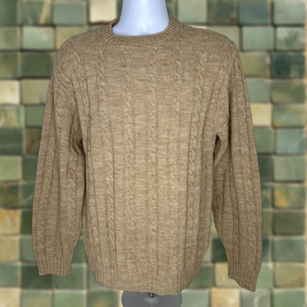 Jantzen VINTAGE Jantzen Sweater Cable-Knit Beige Brown Wool Mens Medium USA S13 Size US M / EU 48-50 / 2 - 1 Thumbnail