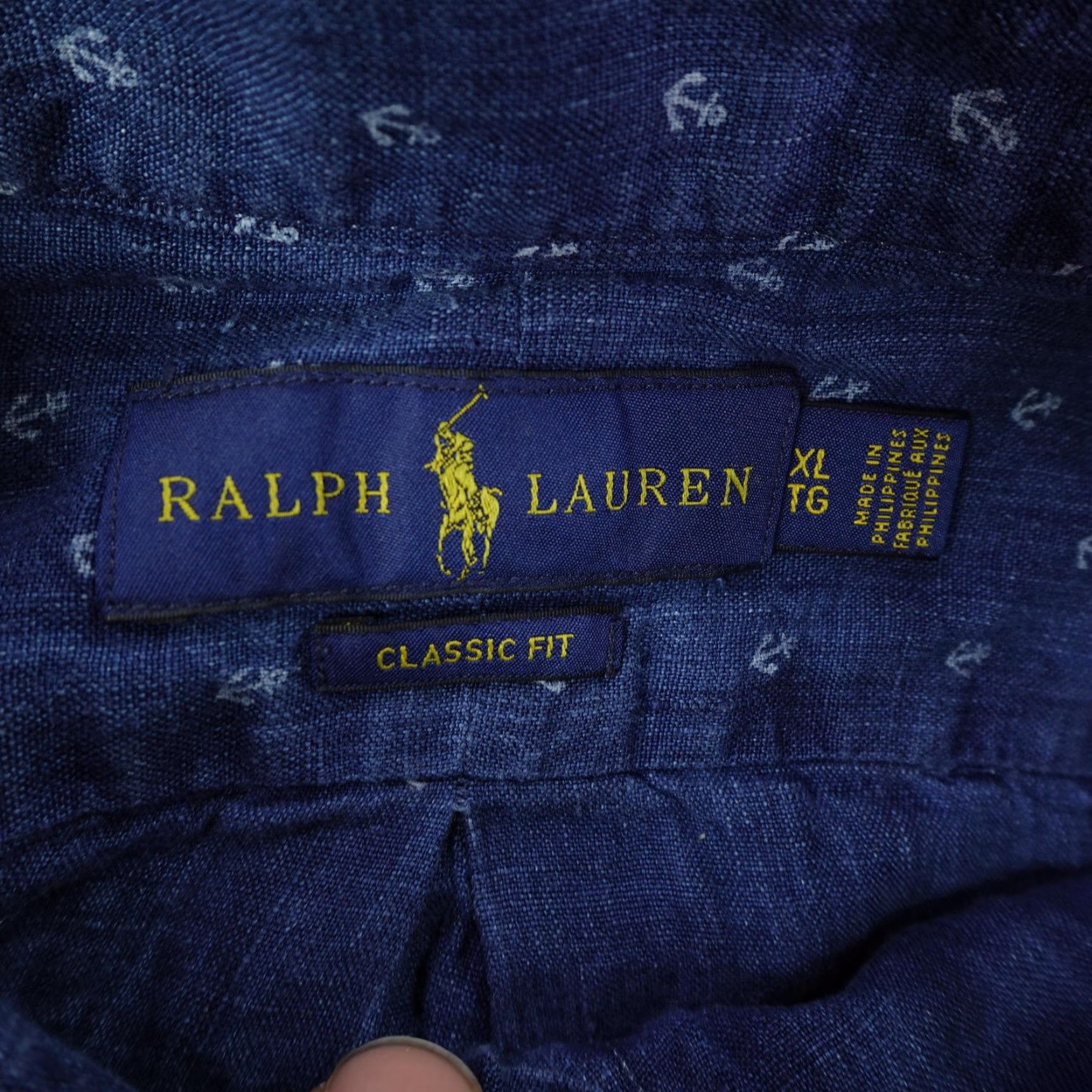 Ralph Lauren Ralph Lauren Mens XL Linen Shirt Classic Fit Nautical Anchor Print Short Sleeve Casual Workwear Size US XL / EU 56 / 4 - 7 Thumbnail