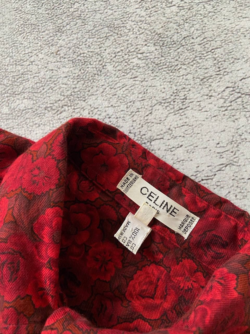 Celine Celine Floral Red Rose 90's shirt Size L / US 10 / IT 46 - 2 Thumbnail