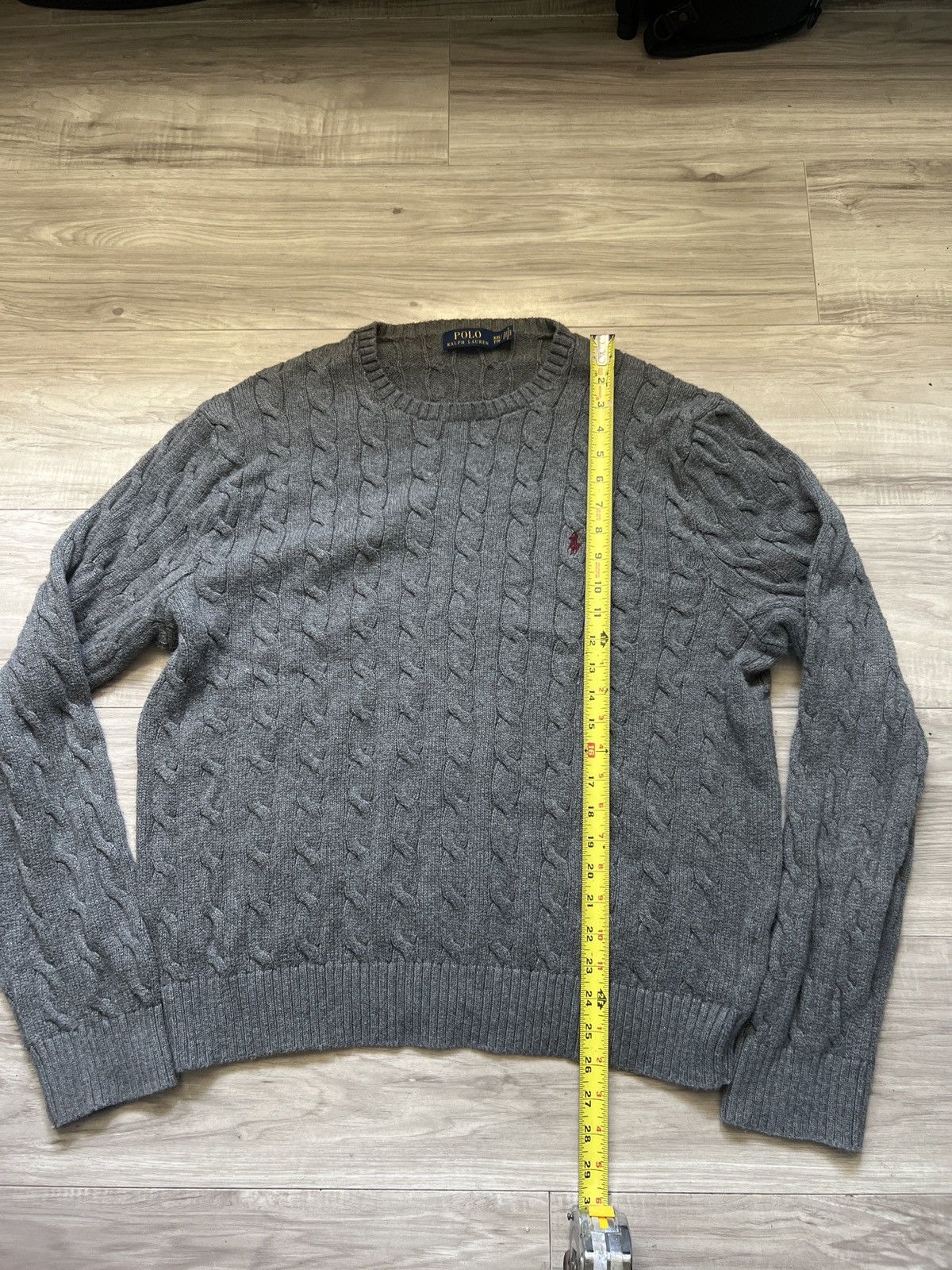 Polo Ralph Lauren Polo Ralph Lauren Mens Cable Knit Grey Crew Neck Sweater Size US XXL / EU 58 / 5 - 2 Thumbnail