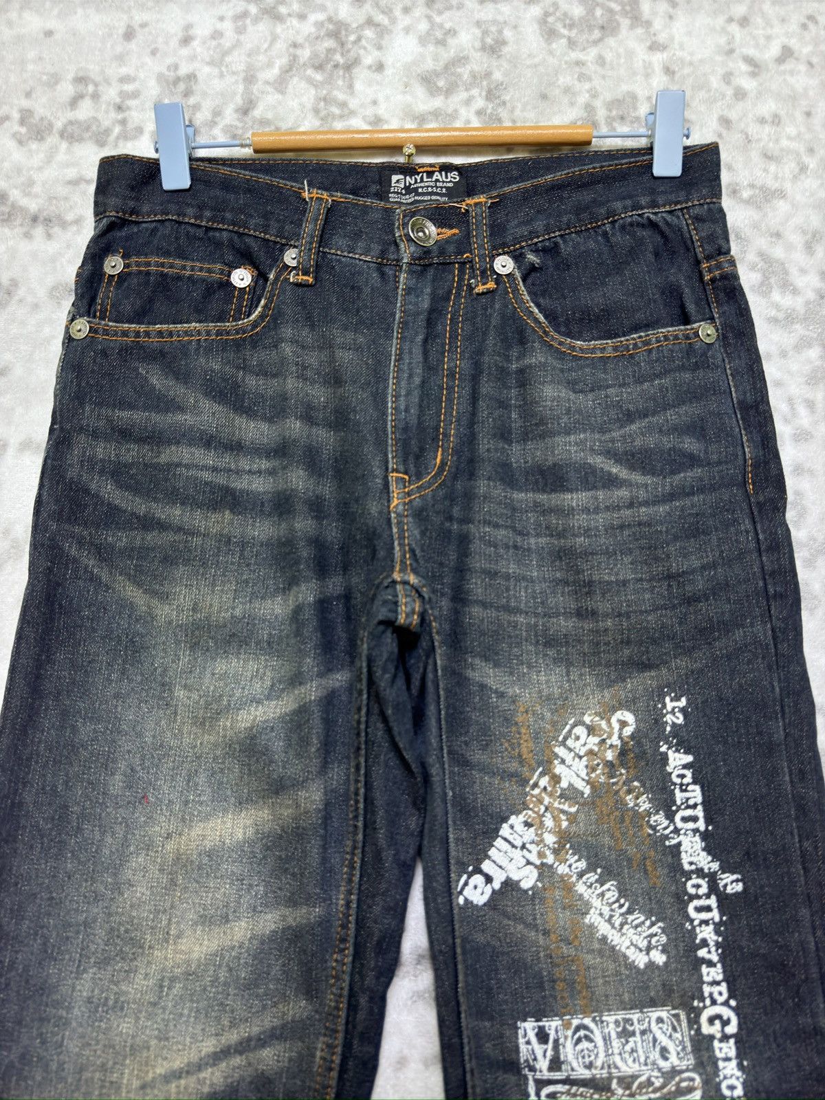 Hysteric Glamour Vintage Nylaus Printed Poem Acid Wash Denim Jeans Y2K Japan Size US 29 - 3 Thumbnail