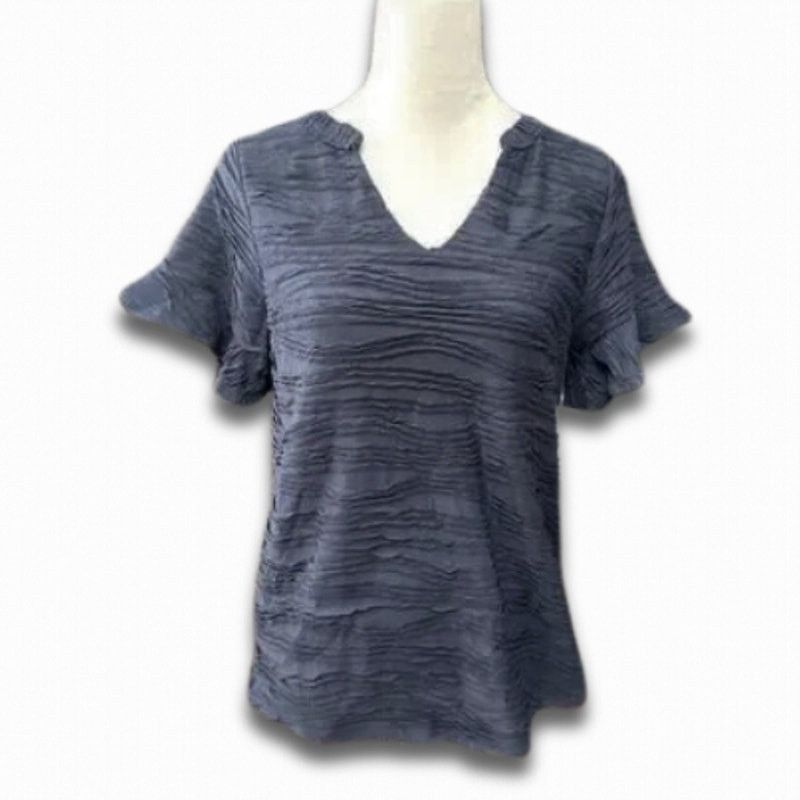 Other Willow Drive Textured Blouse Short Flutter Sleeves Blue S Size S / US 4 / IT 40 - 2 Thumbnail
