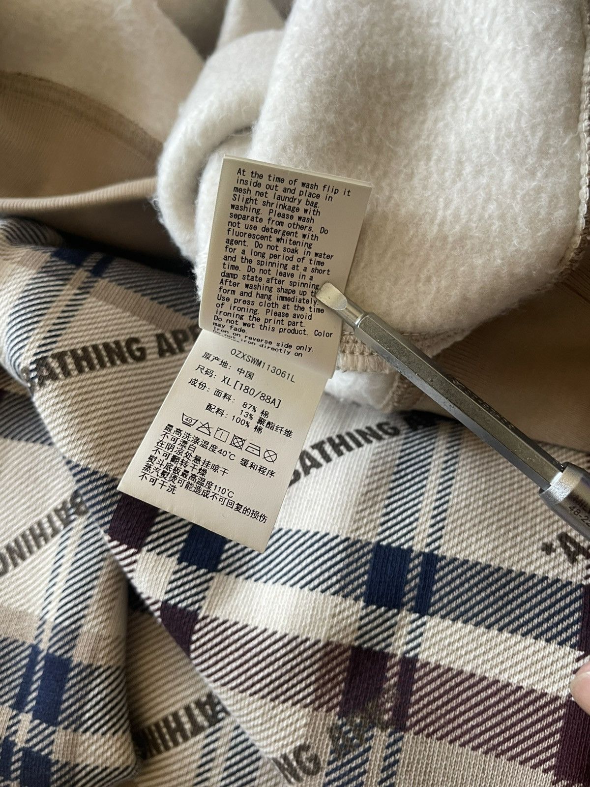 Bape BAPE A Bathing Ape Logo Check Pattern Crewneck Size US XL / EU 56 / 4 - 11 Thumbnail