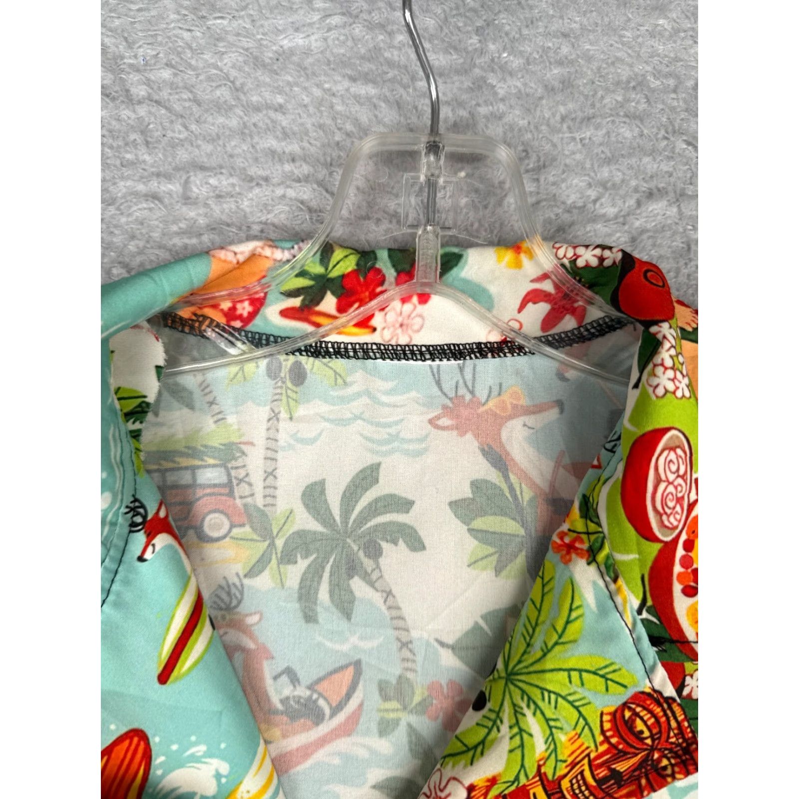Vintage Hawaiian Christmas Shirt Adult Medium Blue Santa Reindeer Surf Palm Polyester Graphic Print Size US M / EU 48-50 / 2 - 6 Thumbnail