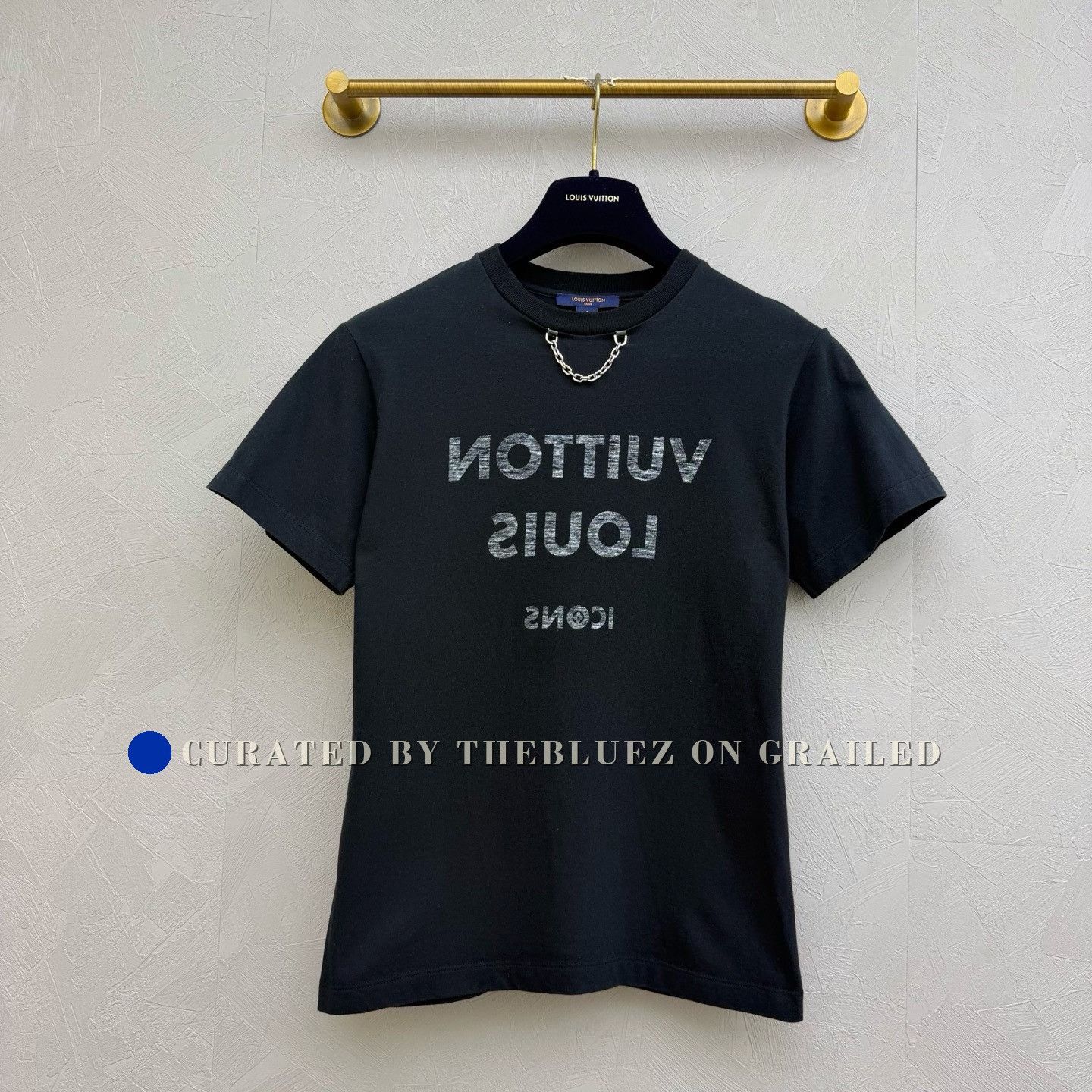 Louis Vuitton LOUIS VUITTON LOGO BLACK CREWNECK T-SHIRT FOR JAPAN