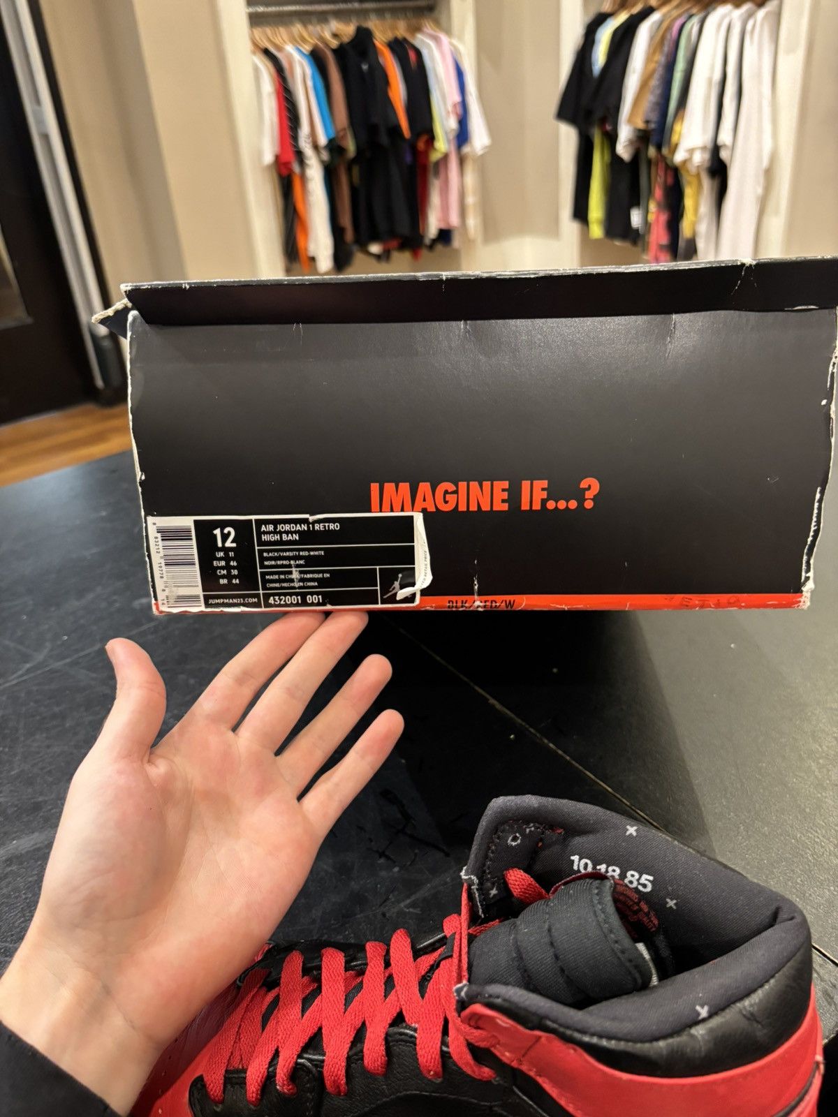 Jordan Brand Jordan 1 retro high 2010 ‘Banned’ Size US 12 / EU 45 - 15 Thumbnail