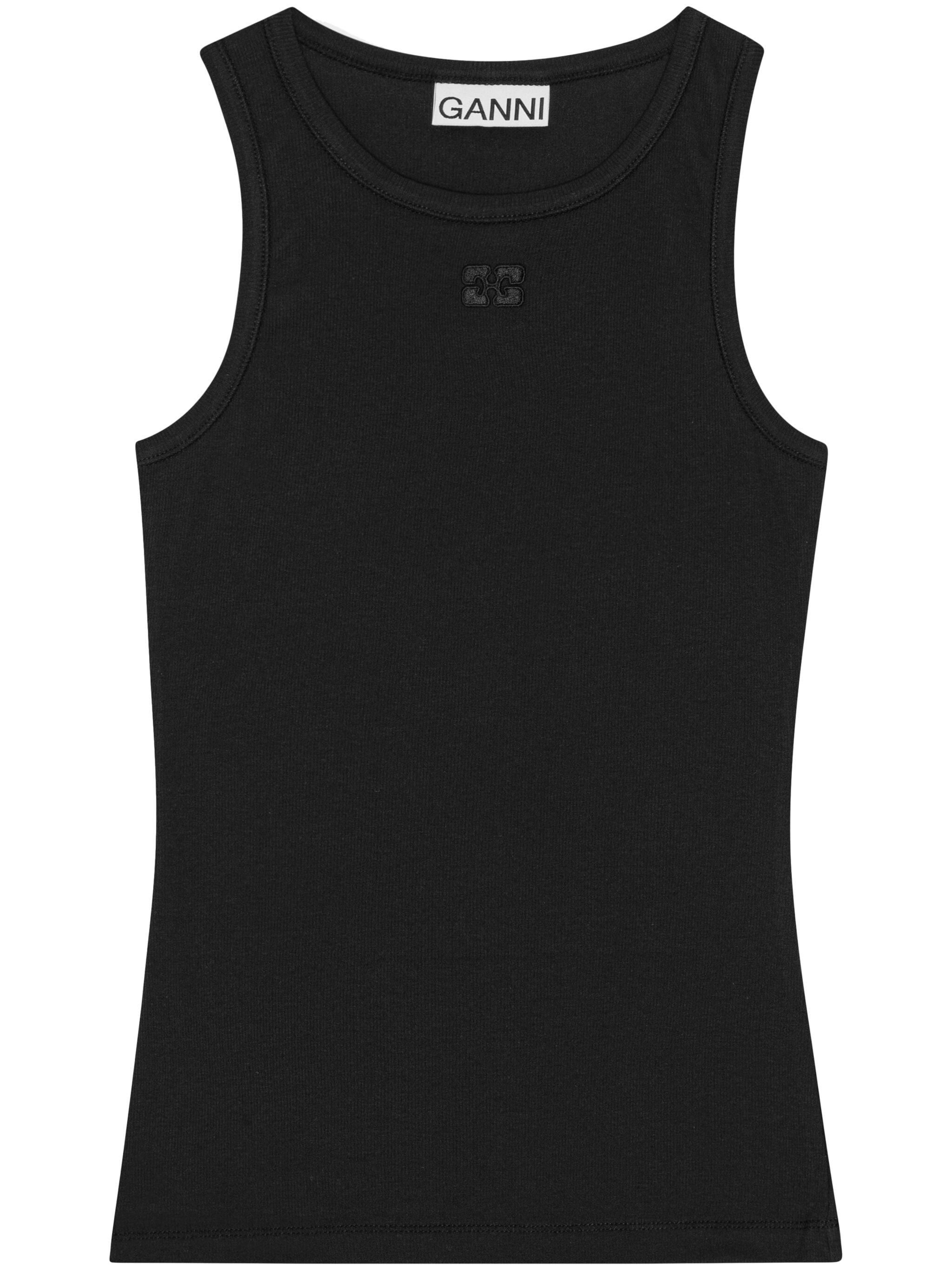 Ganni o1s22i1n0525 Ribbed Tank Top in Black Size XS / US 0-2 / IT 36-38 - 1 Thumbnail